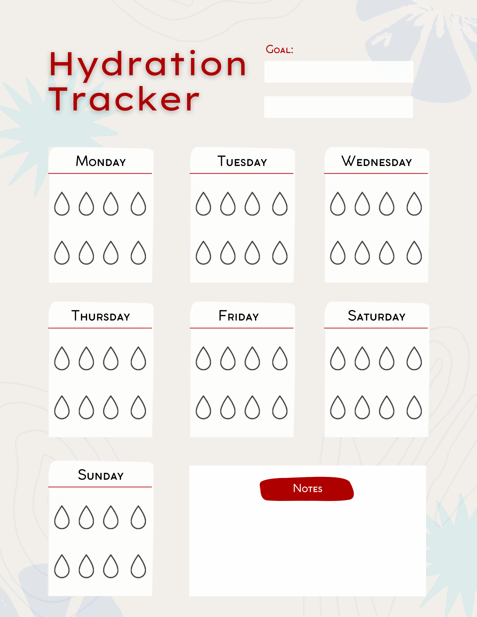Free Water Tracker Printable Distillata