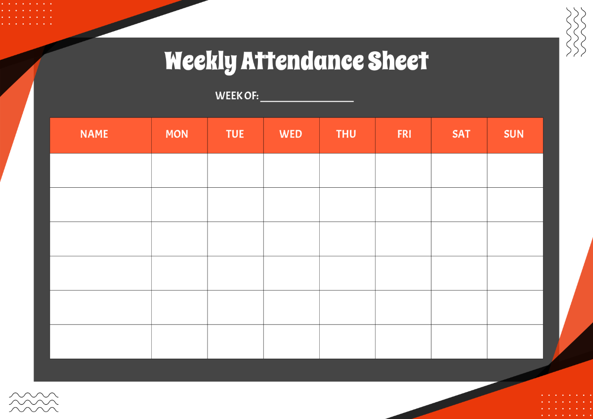 Free Weekly Attendance Sheet Template To Edit Online