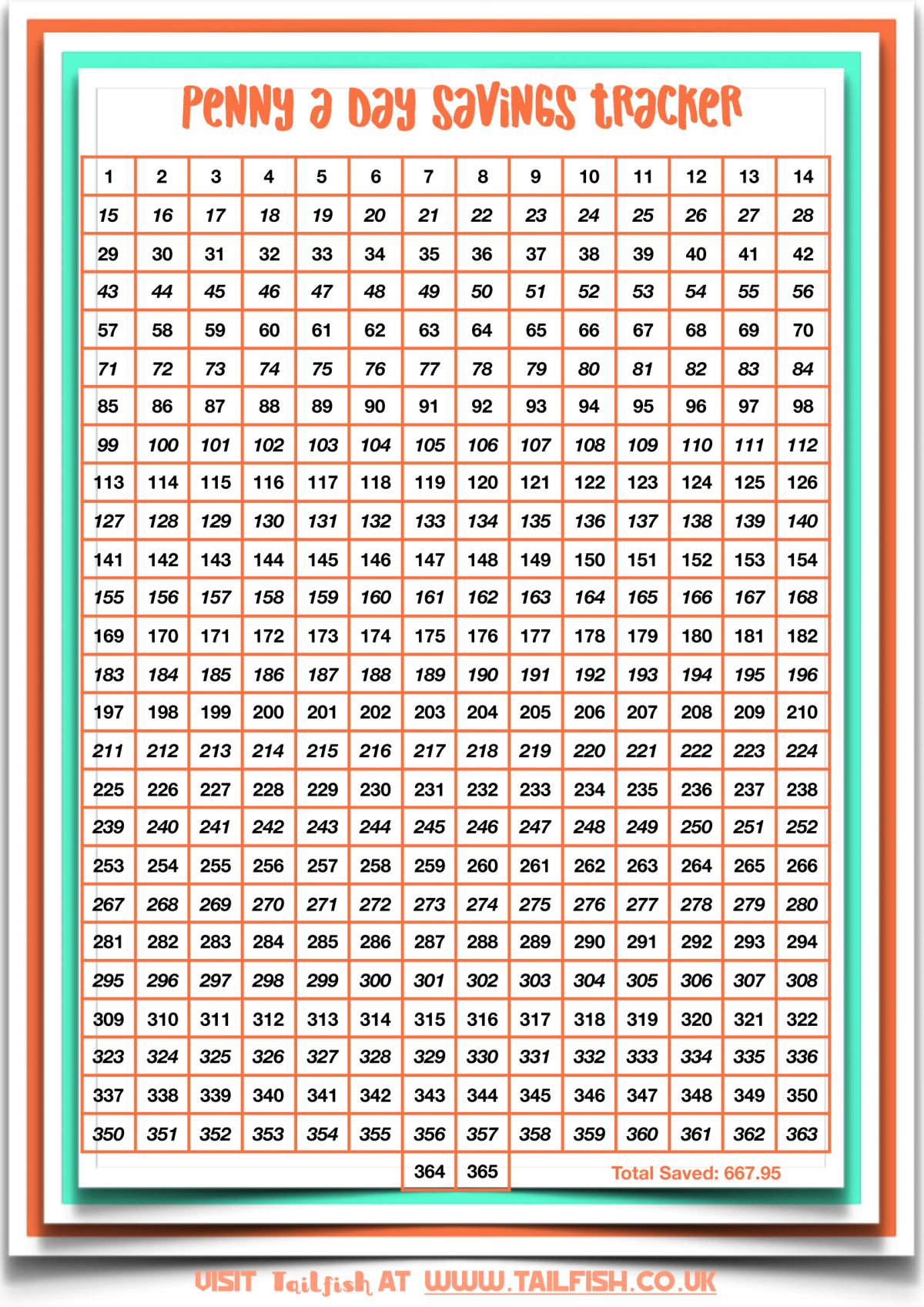 Penny Challenge Chart Printable