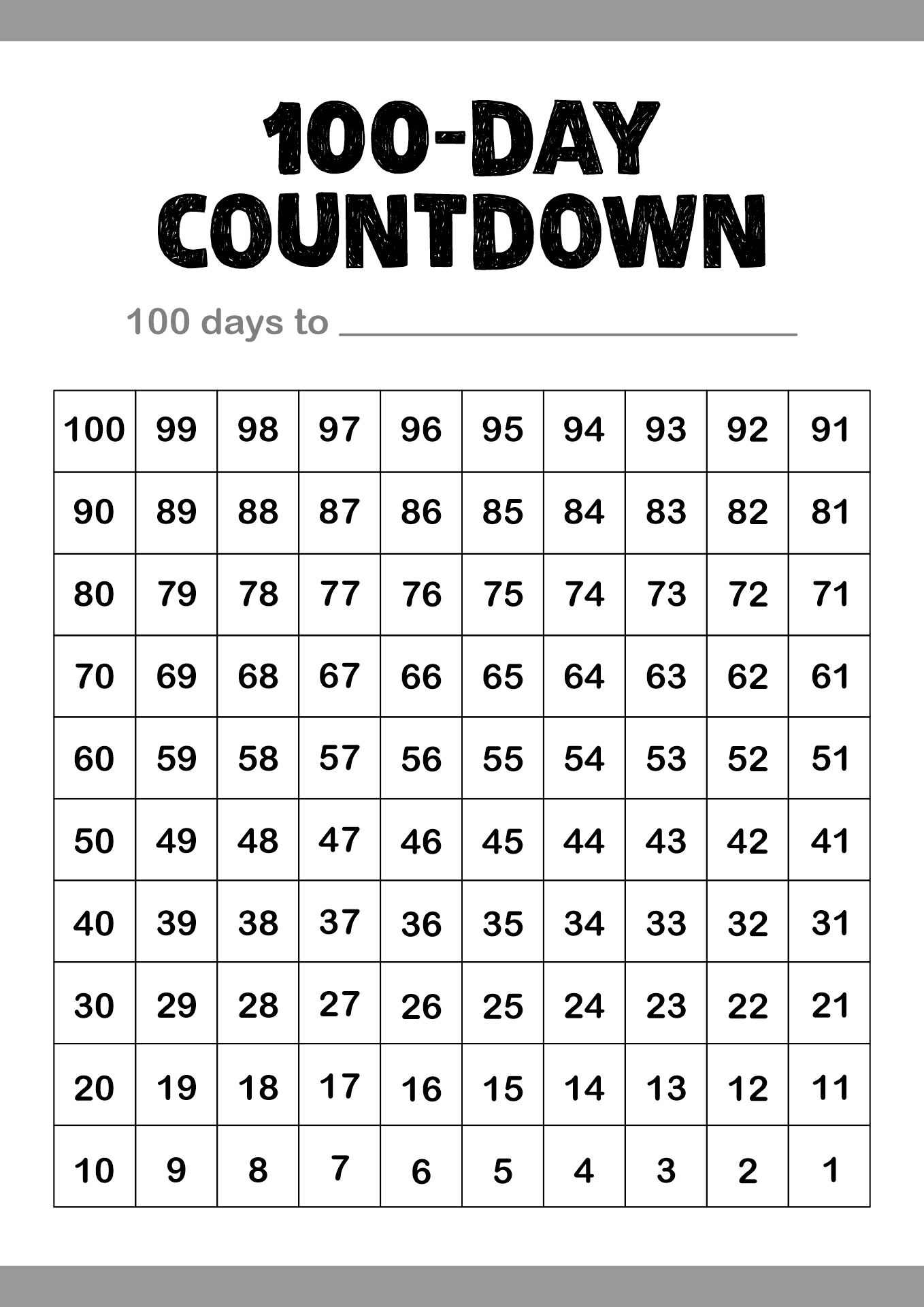 From 100 Countdown 14 Free PDF Printables Printablee From 100 Countdown 14 Free PDF Printables Printablee