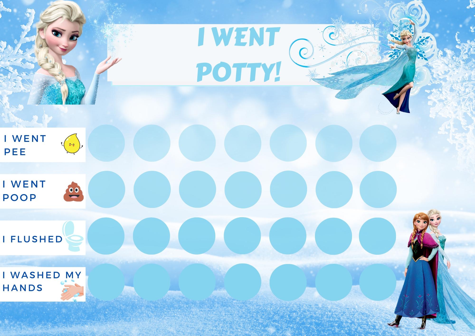 Frozen Potty Training Chart Printable Toilet Training Chart Toileting Reward Chart Instant Download Elsa Reward Chart Etsy Israel