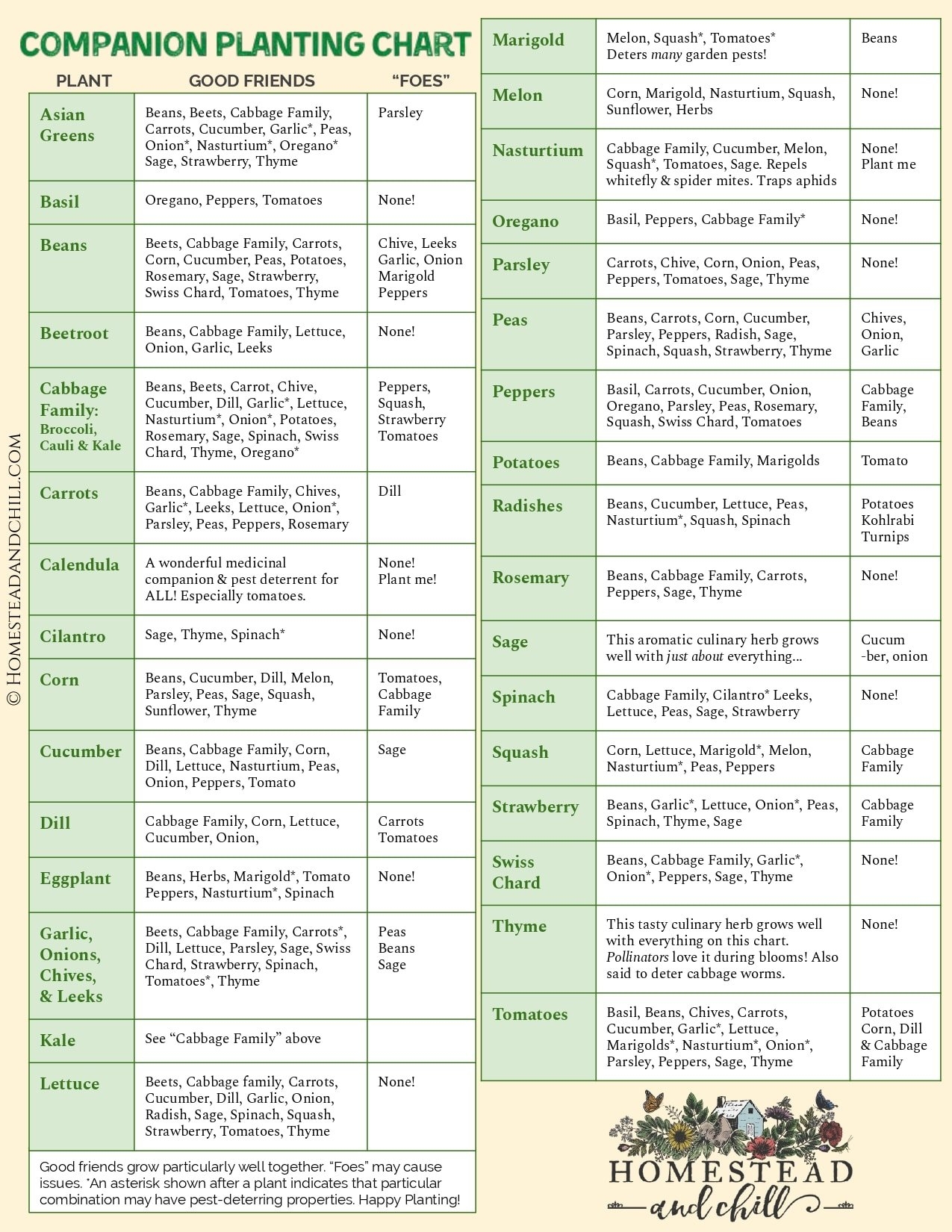 Garden Companion Planting Chart Plans And Benefits Homestead And Chill Garden Companion Planting Chart Plans And Benefits Homestead And Chill