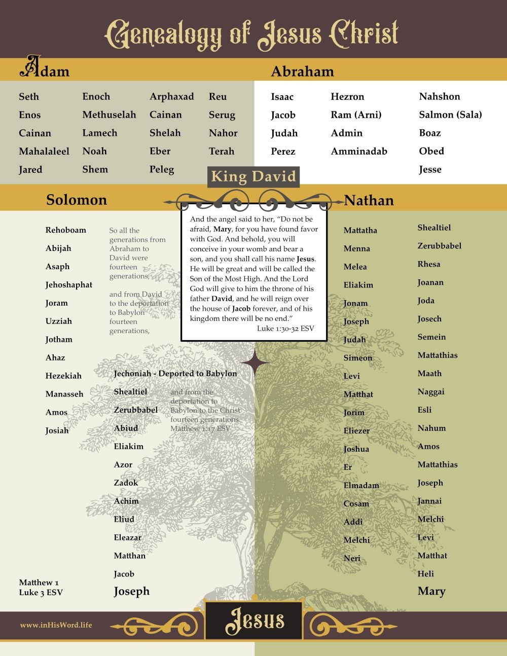 Genealogy Of Jesus Printable Chart