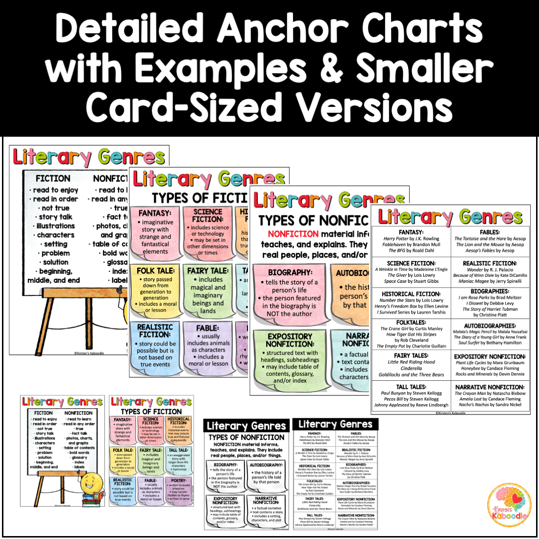 Genres Of Literature Anchor Charts Literary Genres Reading Skills Reference Sheets Made By Teachers