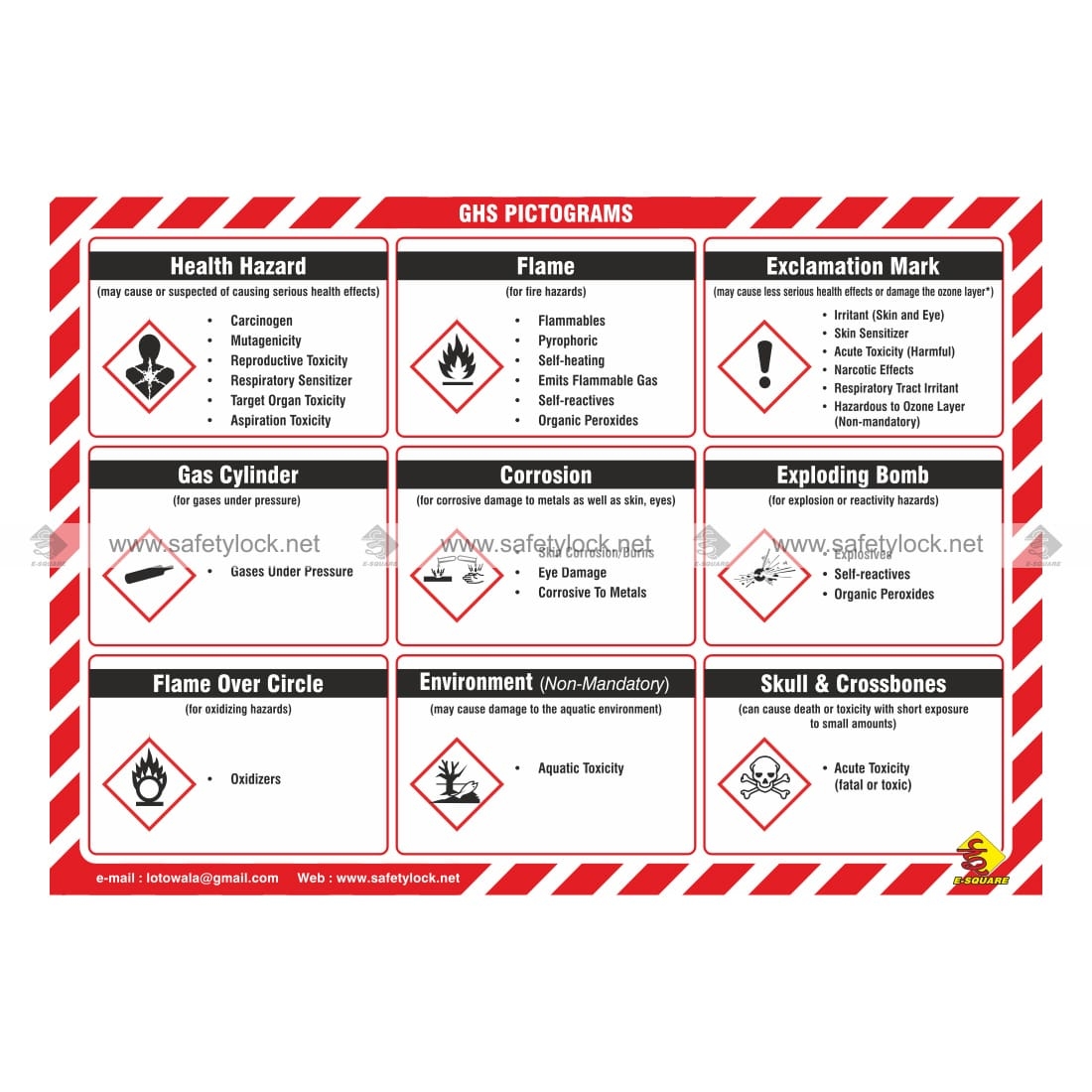 GHS Pictogram Hazard Communication Safety Poster E Square
