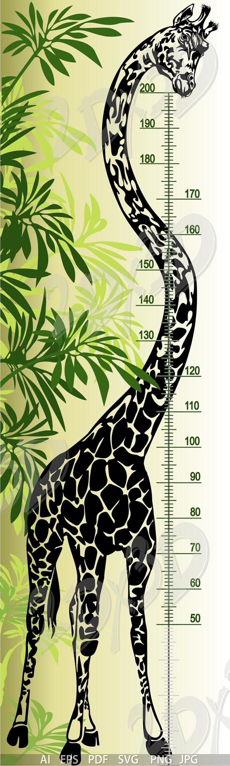 Giraffe Height Chart Nursery Wall Ruler Printable digital Download Etsy