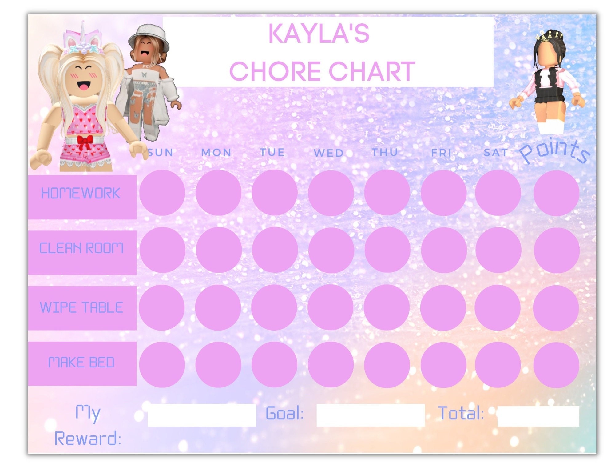 Girl Roblox Editable Reward Chart Roblox Reward Chart Printable Reward Chart Chore Chart Kids Behavior Chart Gamer Reward Chart Etsy