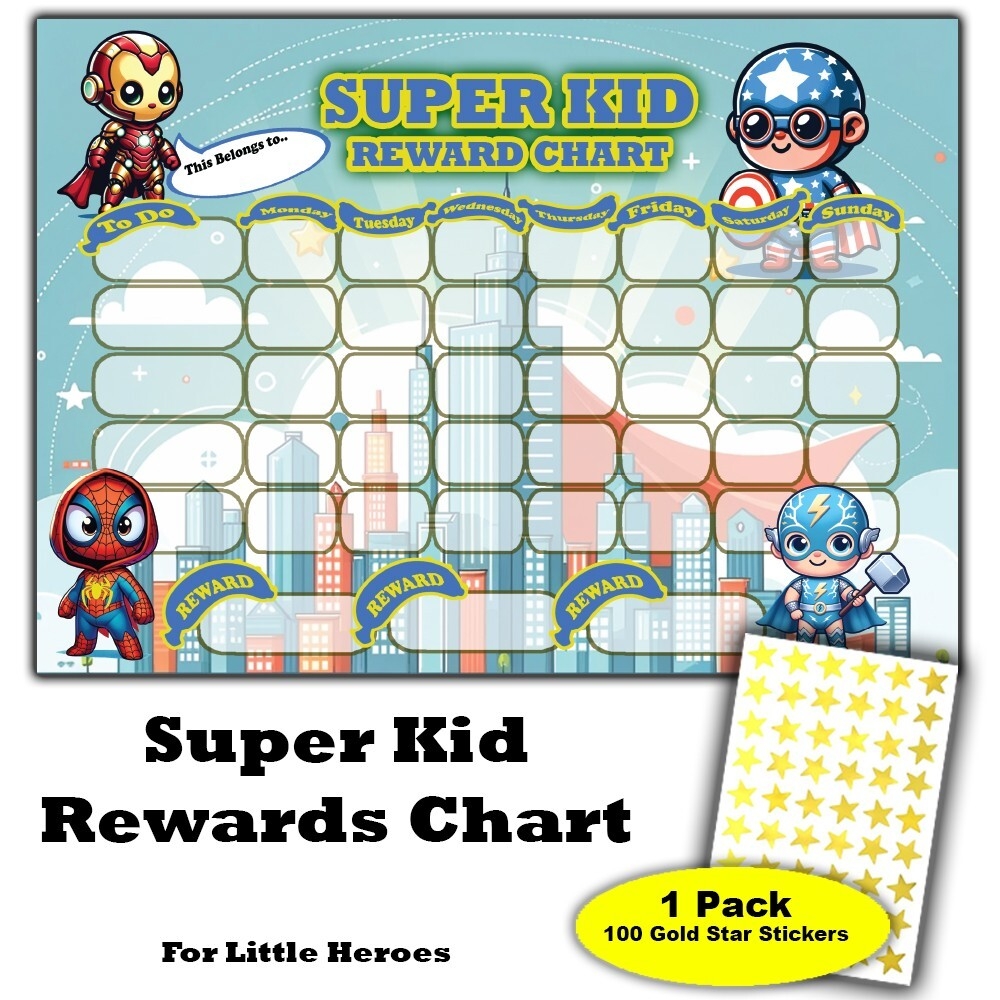 Good Behaviour Marvel Superhero Kid Themed Reward Chart 100 Gold Star Stickers EBay Good Behaviour Marvel Superhero Kid Themed Reward Chart 100 Gold Star Stickers EBay