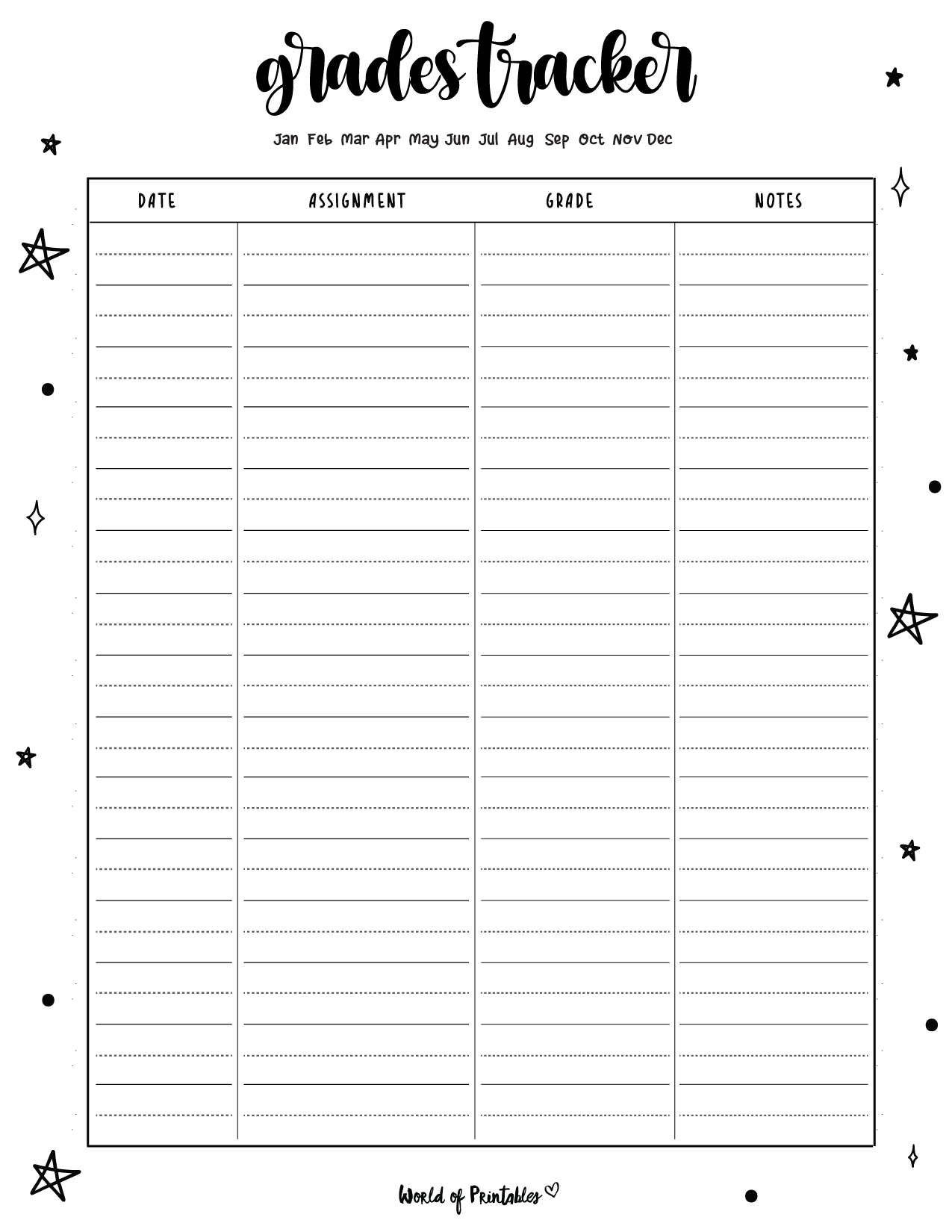 Grade Trackers World Of Printables