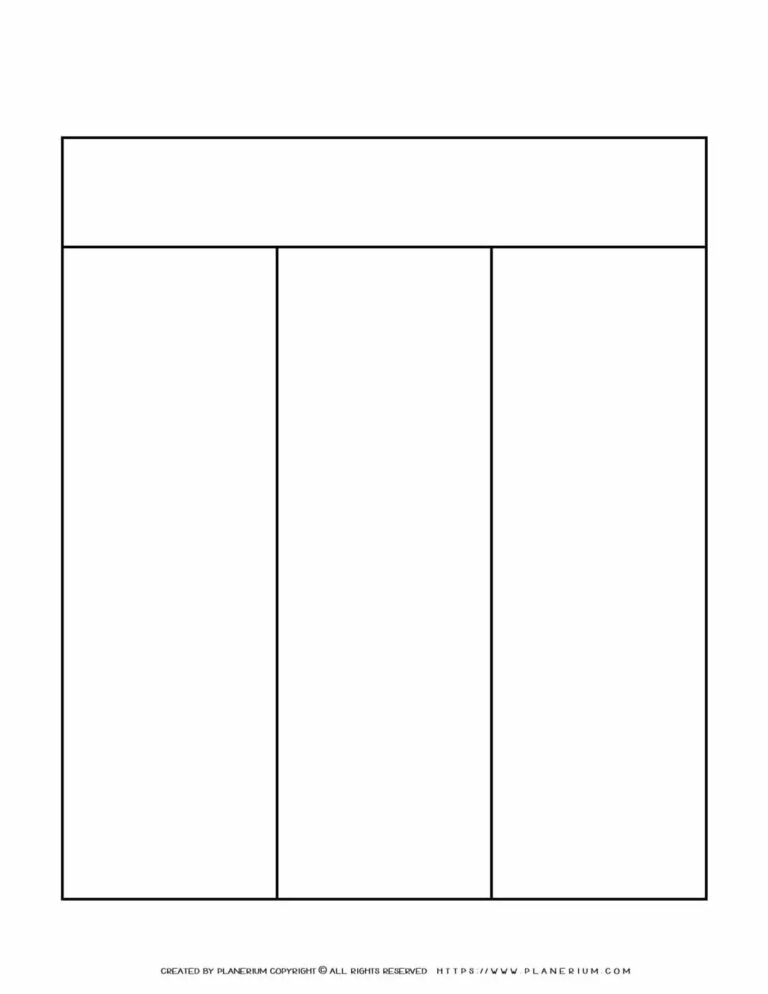 Graphic Organizer Templates Three Columns Chart Planerium