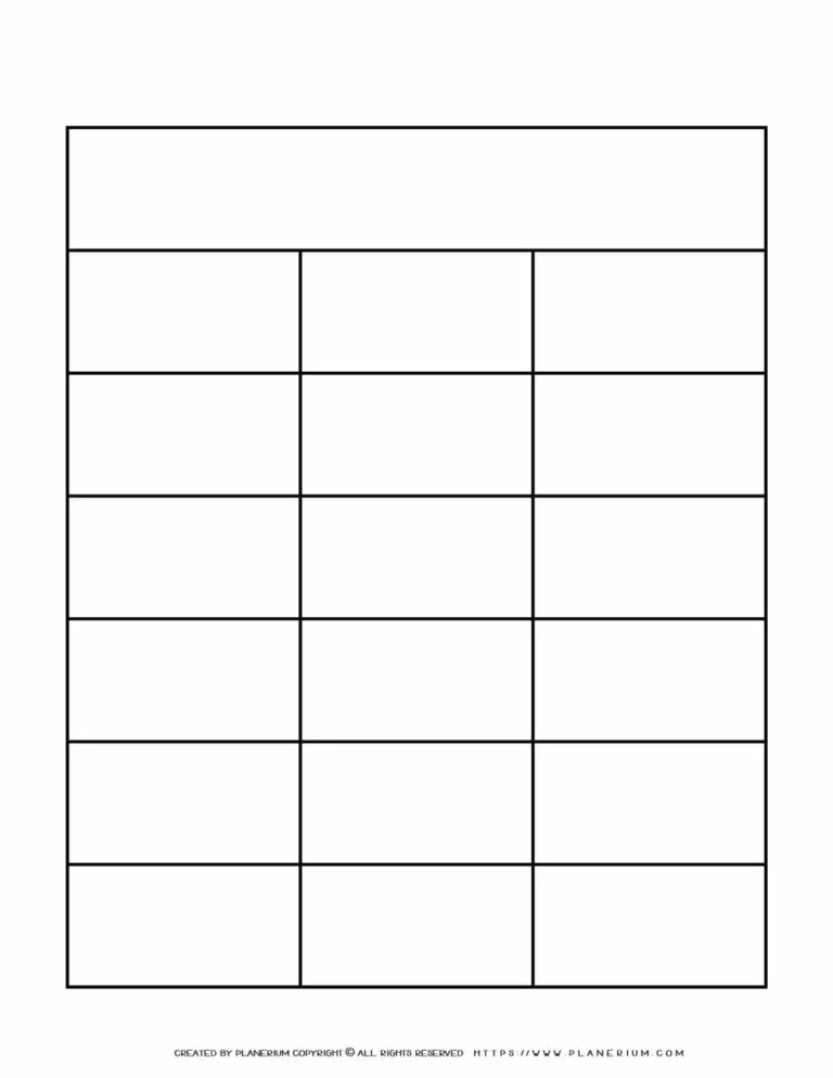 Graphic Organizer Templates Three Columns Chart Planerium