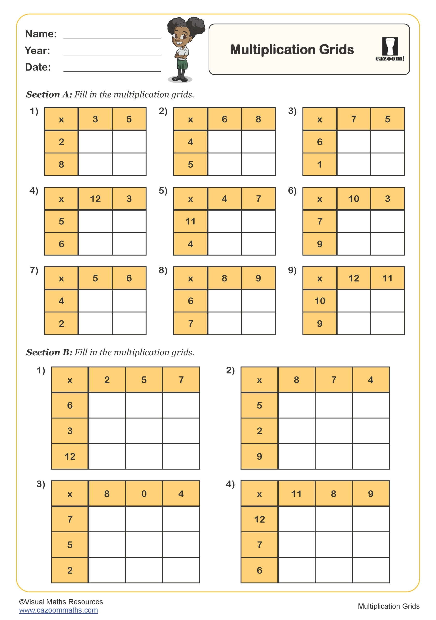 Grid Multiplication Fun And Engaging Year 4 PDF Worksheets