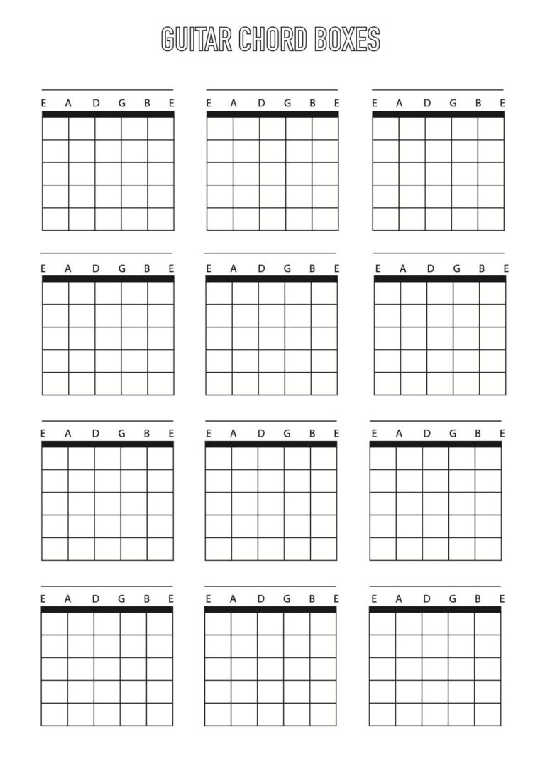 Guitar Chord Box Sheet Downloadable Template A4 Blank 6 String Etsy