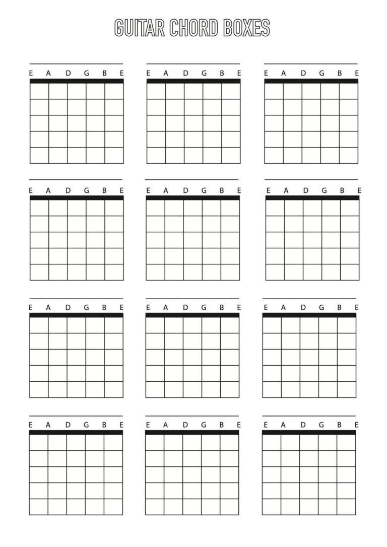 Guitar Chord Box Sheet Downloadable Template A4 Blank 6 String Etsy Australia