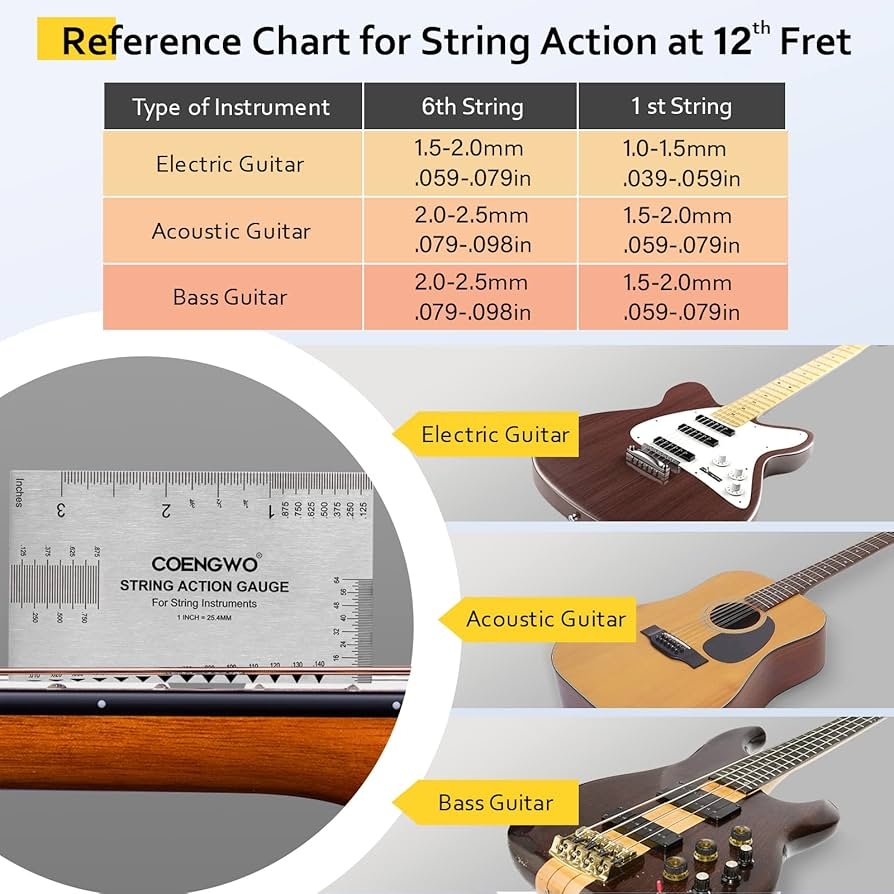 Guitar Maintenance Kit String Action Gauge Ruler Guitar Setup Tool For Electric Acoustic Guitars String Height Measurer Bass Guitar Action Ruler Guitar Maintenance Kit String Action Gauge Ruler Guitar Setup Tool For Electric Acoustic Guitars String Height Measurer Bass Guitar Action Ruler