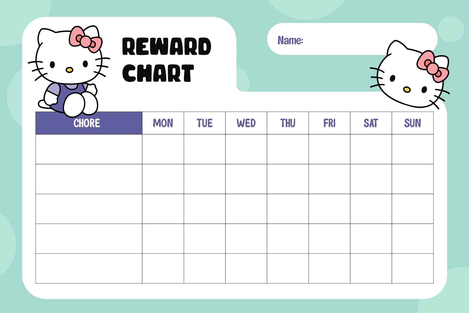 Hello Kitty Chore Chart 10 Free PDF Printables Printablee Hello Kitty Chore Chart 10 Free PDF Printables Printablee