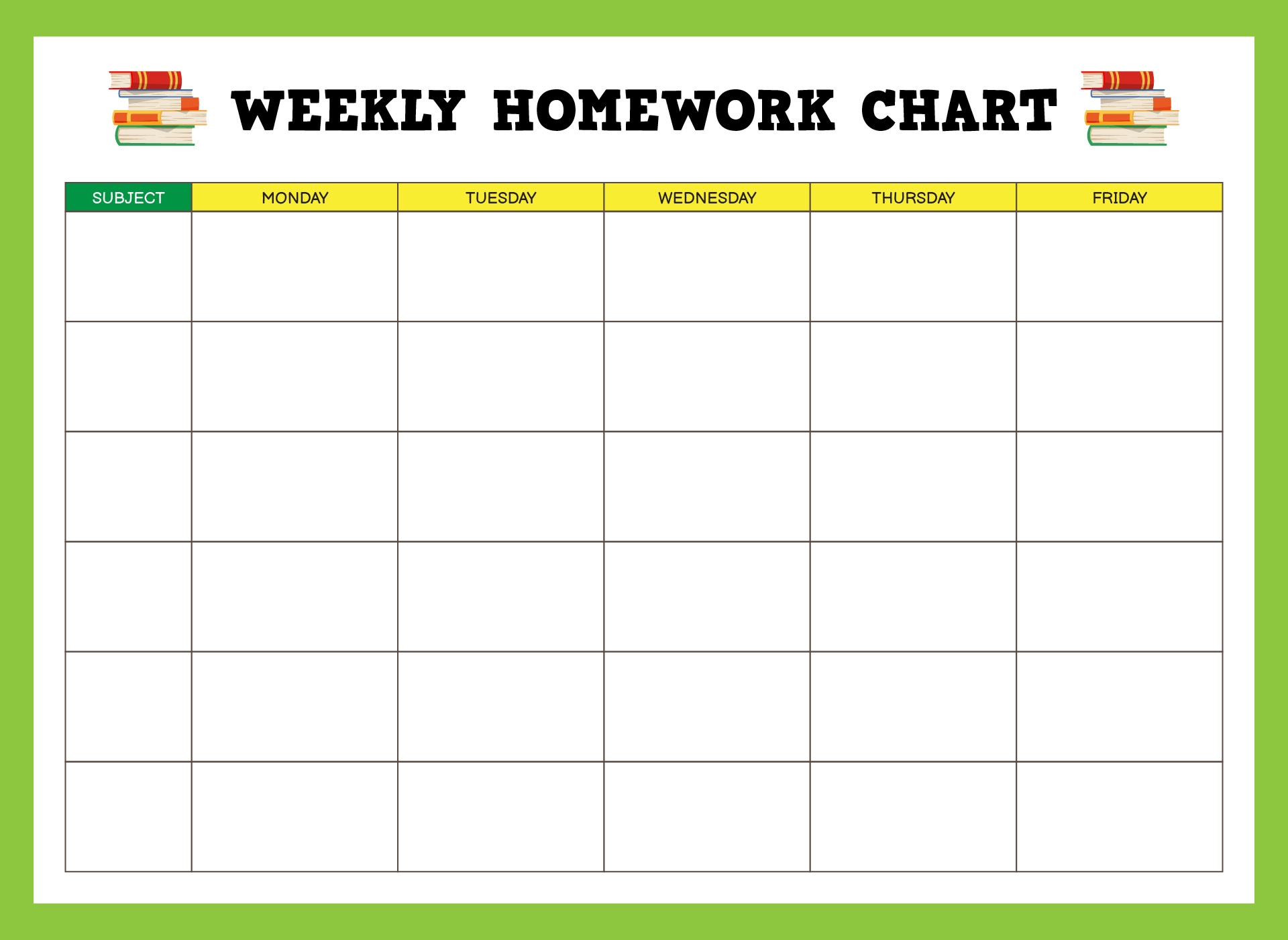 Homework Chart Printable Free