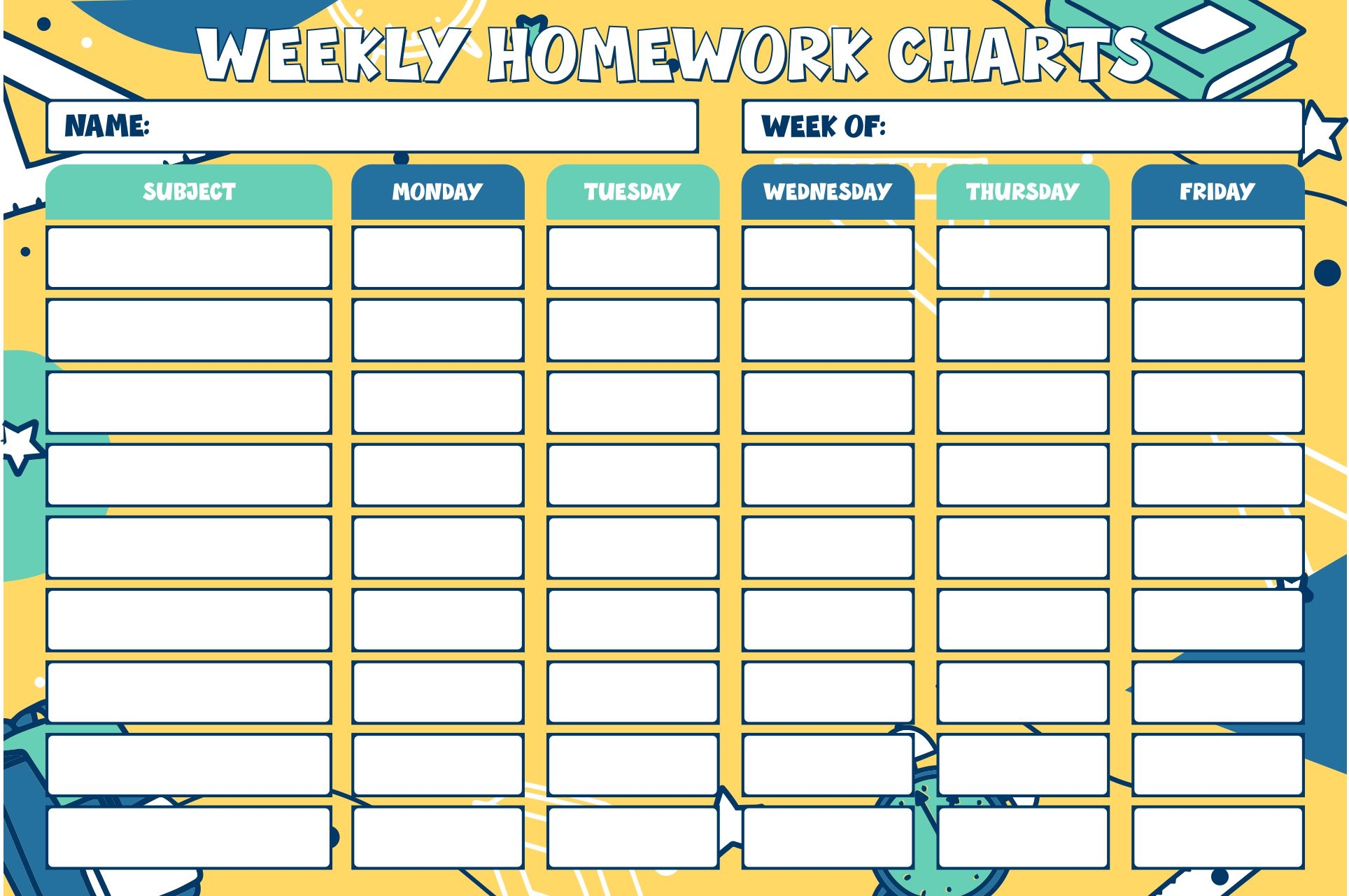 Free Printable Homework Chart Free Printable Homework Chart