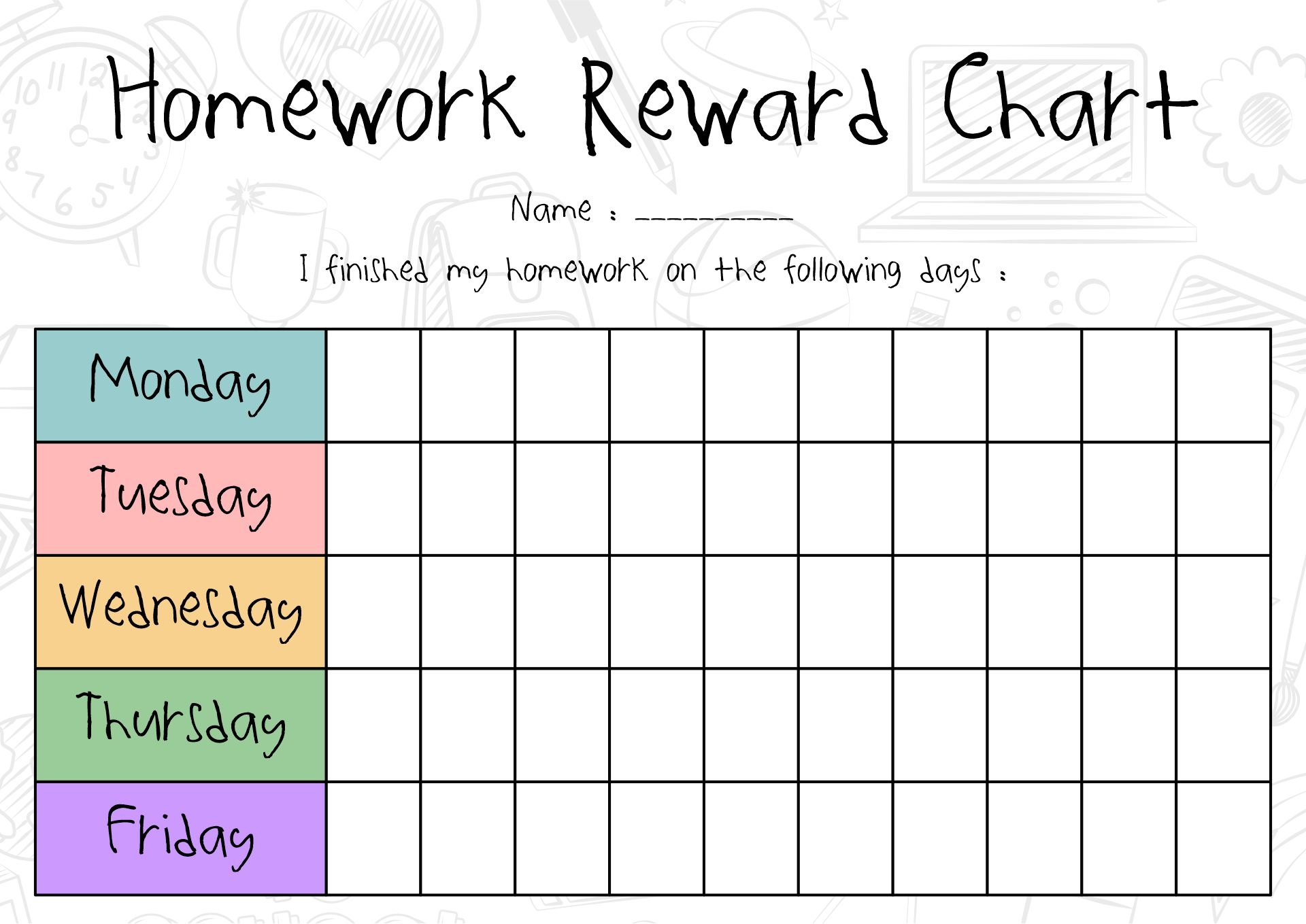 Homework Charts Track 10 Free PDF Printables Printablee