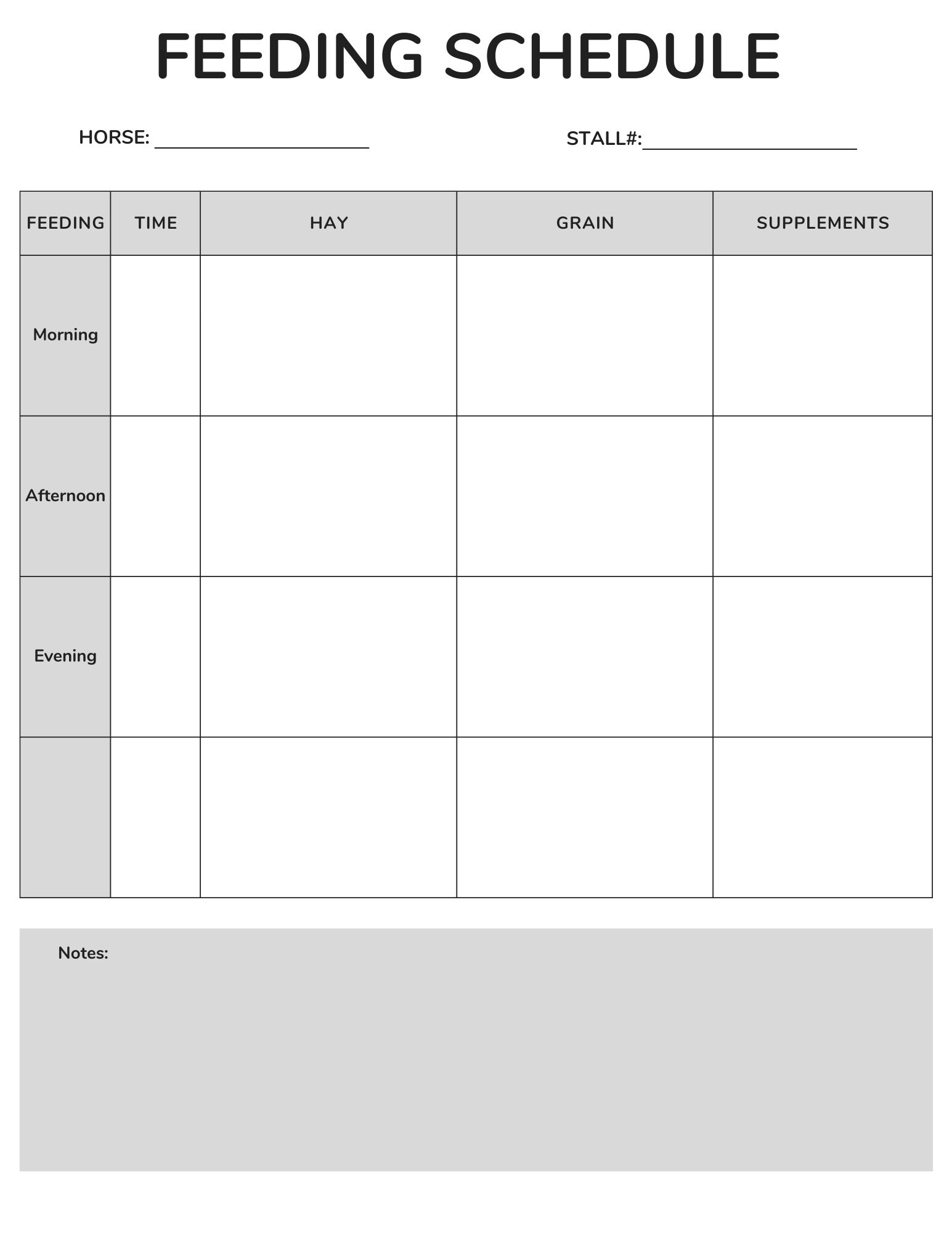 Horse Feeding Schedule Etsy Australia