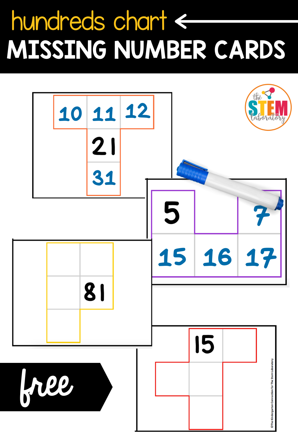 Hundreds Chart Missing Numbers Cards The Stem Laboratory
