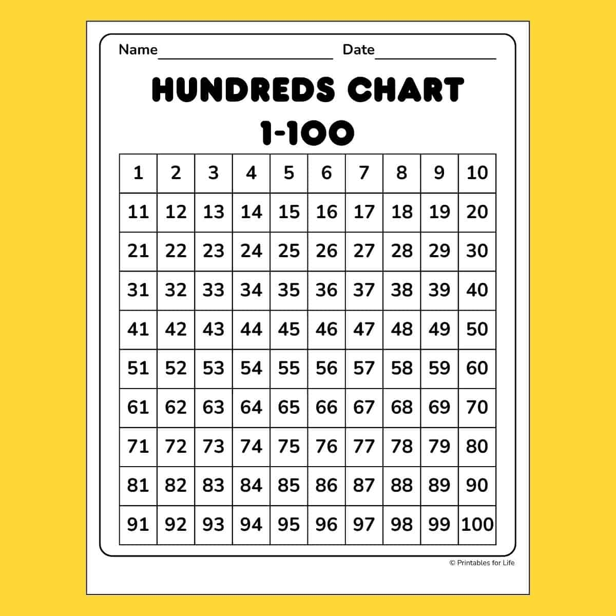 Hundreds Charts Printables For Life Hundreds Charts Printables For Life