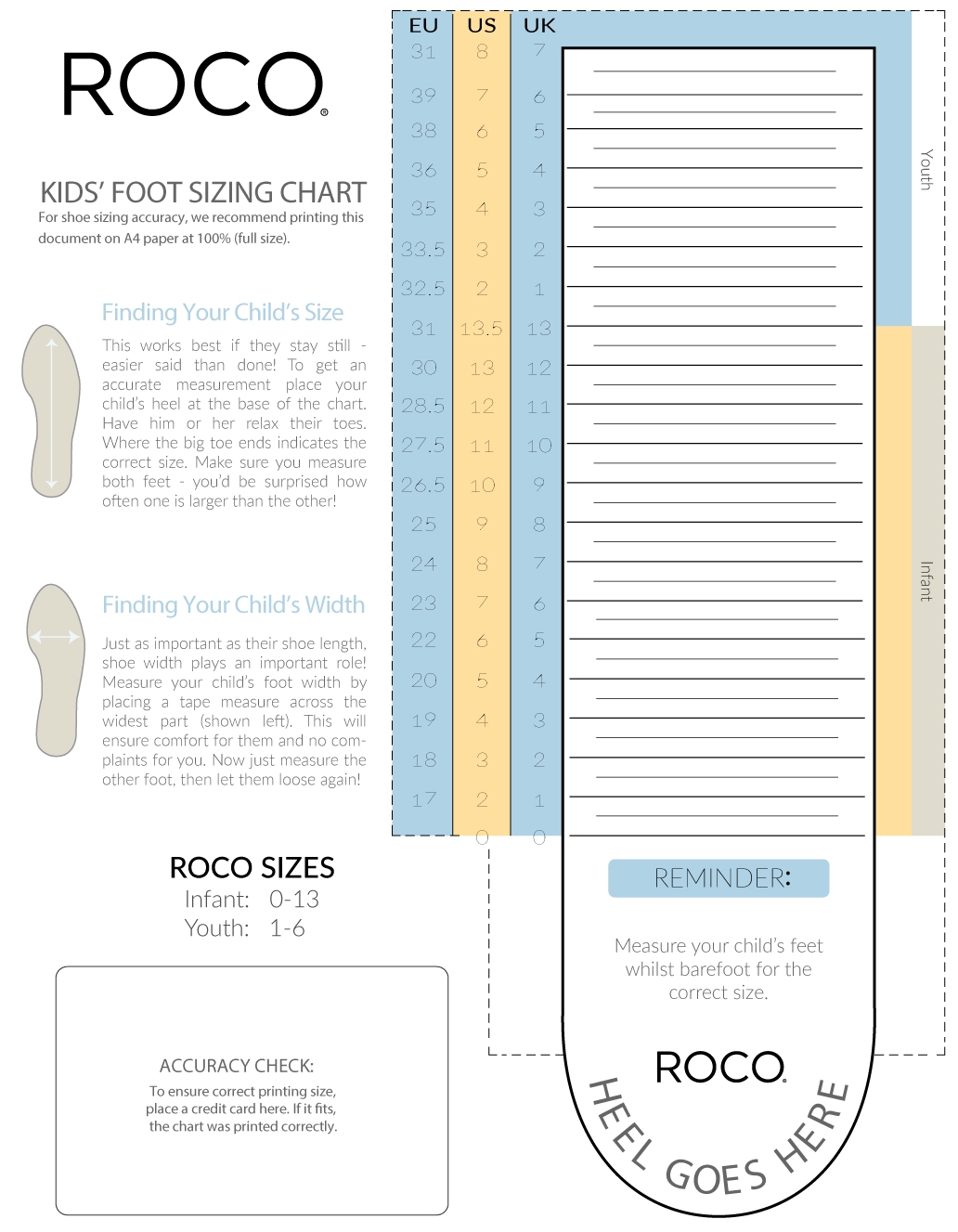 Infant Shoe Child 039 s Foot Measuring Chart Foot Sizing Chart Shoe Size Template PDF Download