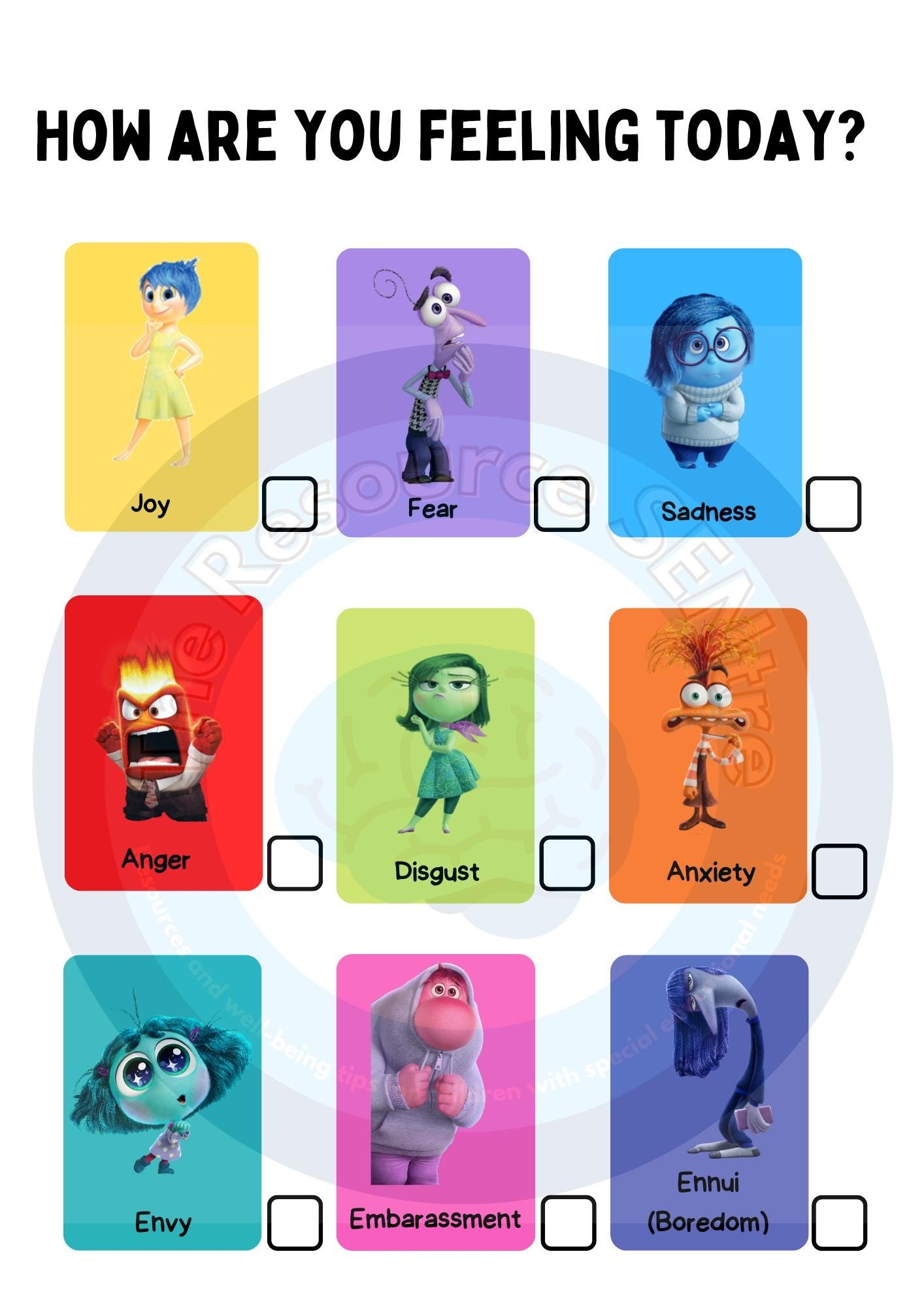 Inside Out 2 Emotion Check in Chart For Kids digital Download Etsy Sweden
