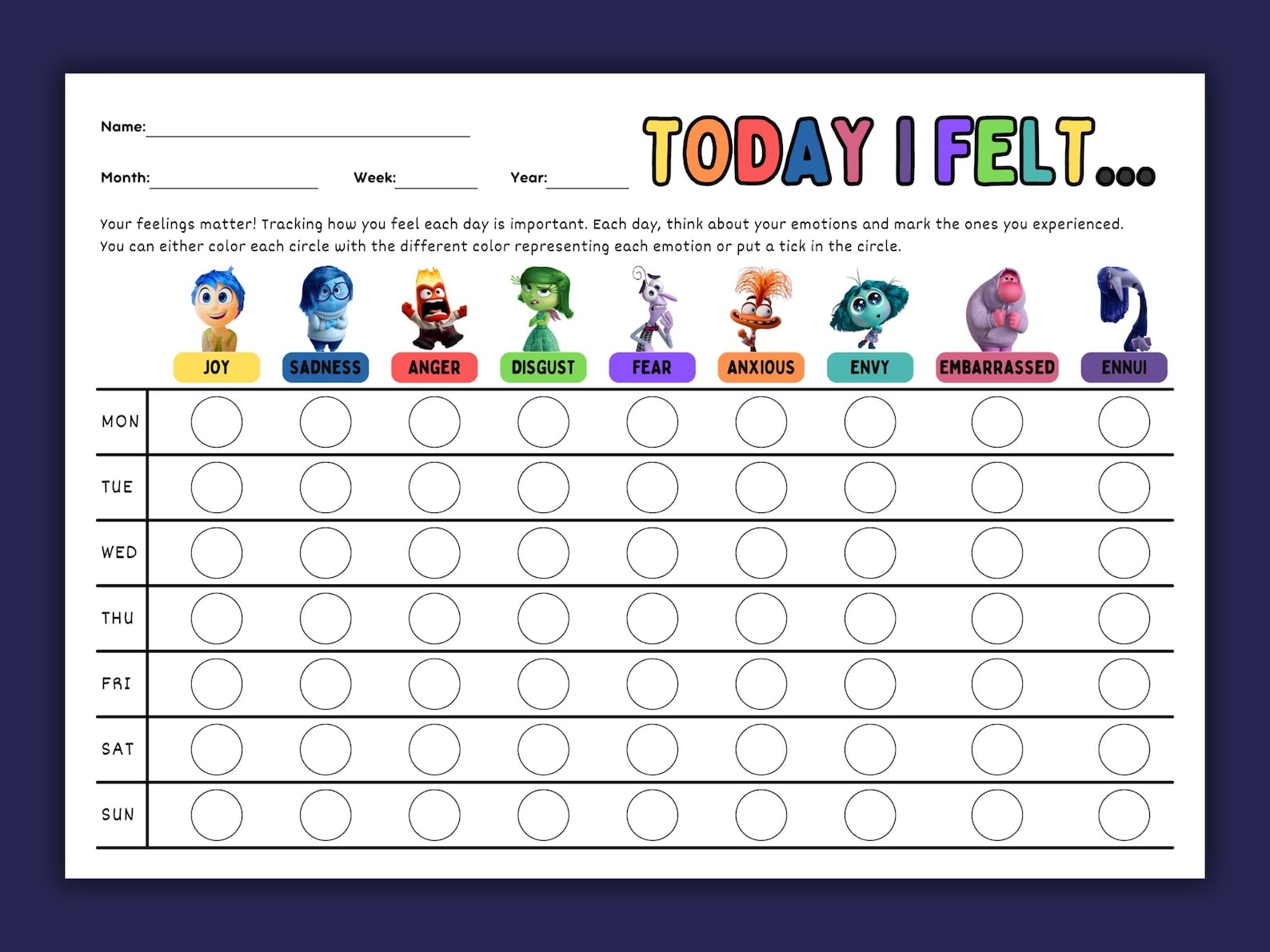 Inside Out Feelings Chart