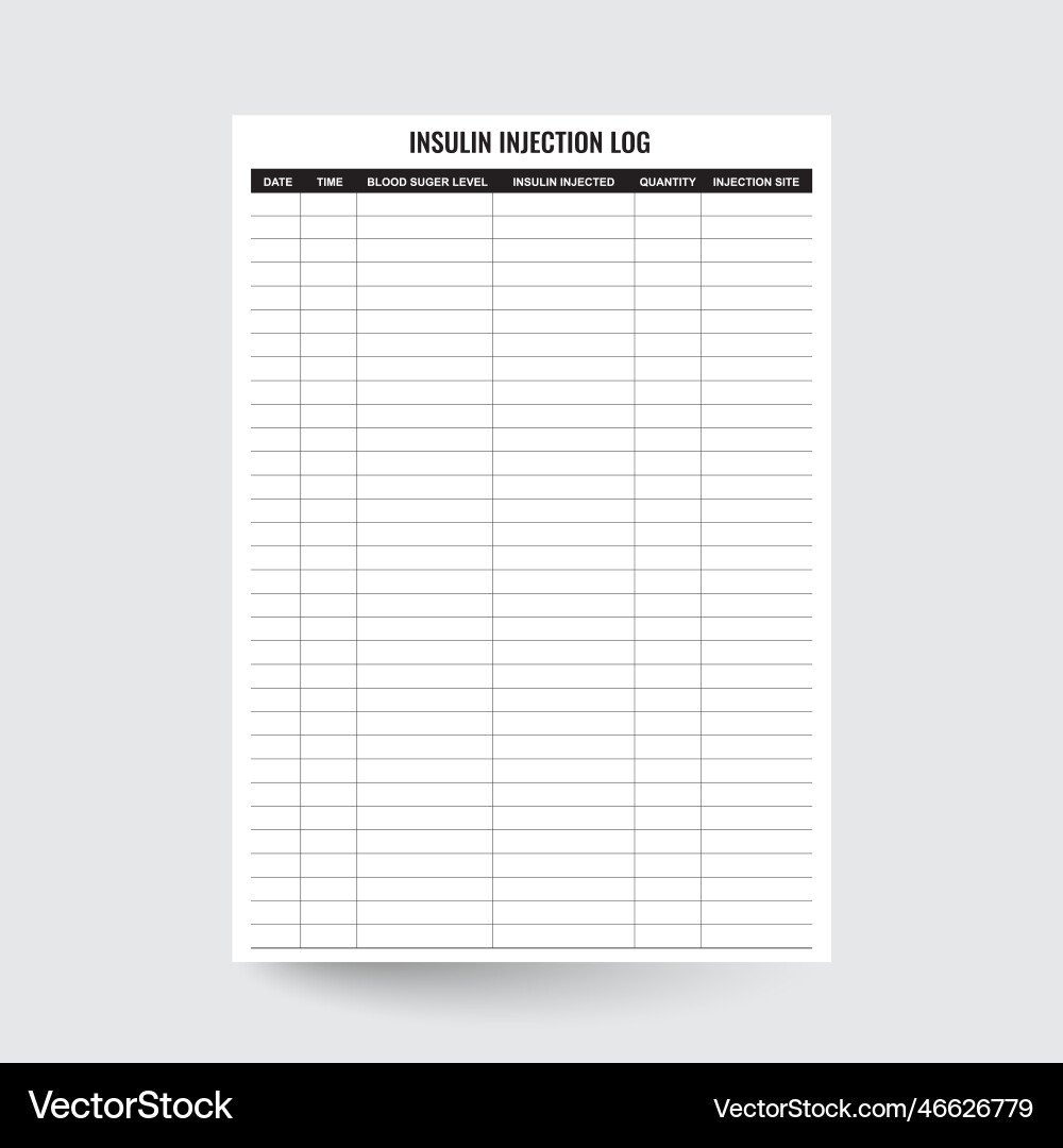 Insulin Injection Log Free Vector VectorStock