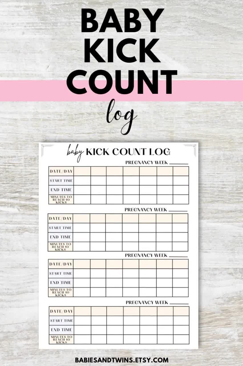 Kick Count Log Printable Baby Kick Count Chart PDF Fetal Movement Log Pregnancy Kick Counter Planner Digital Download Mom To Be Log Etsy