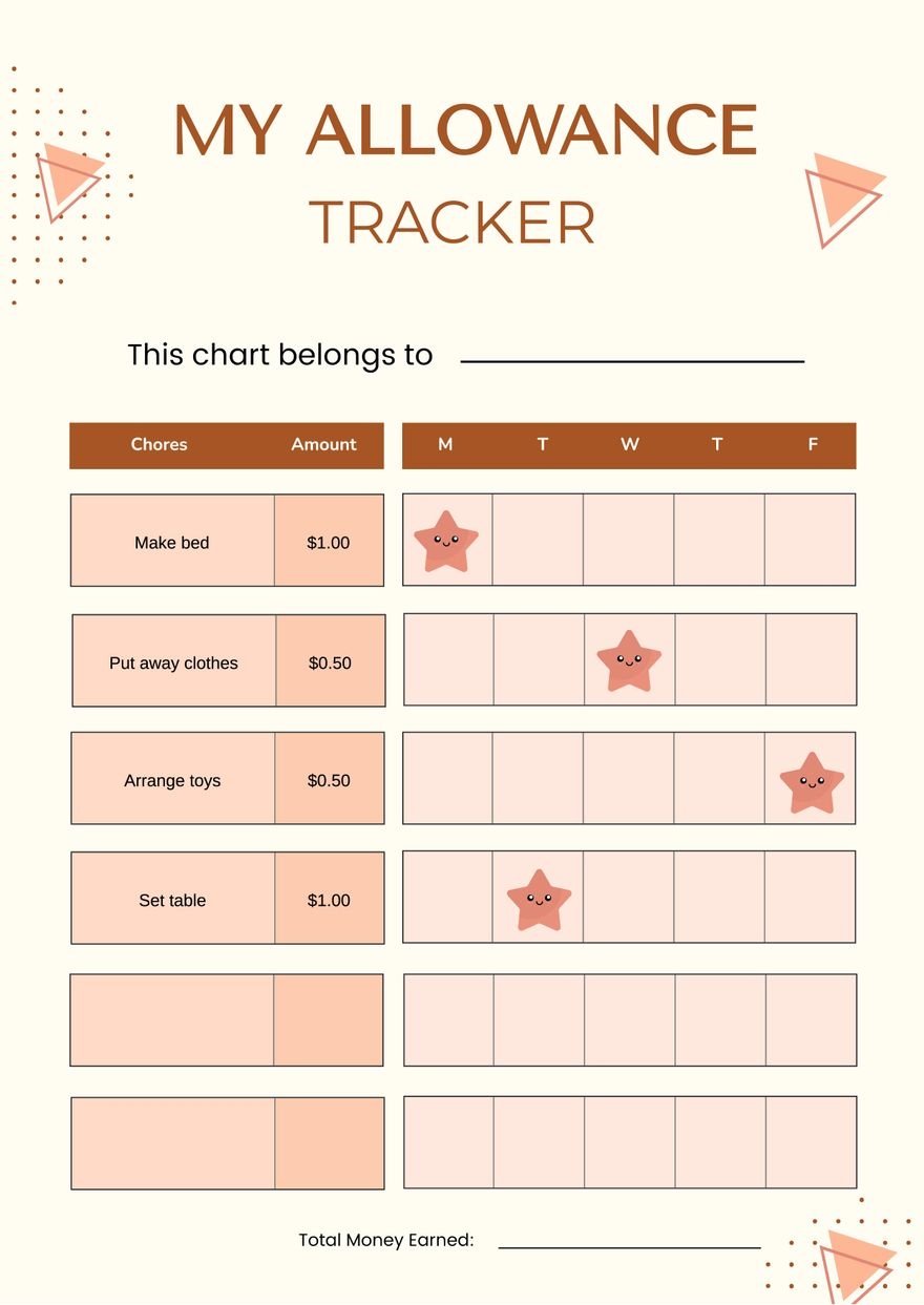 Free Printable Money Chore Chart Allowance