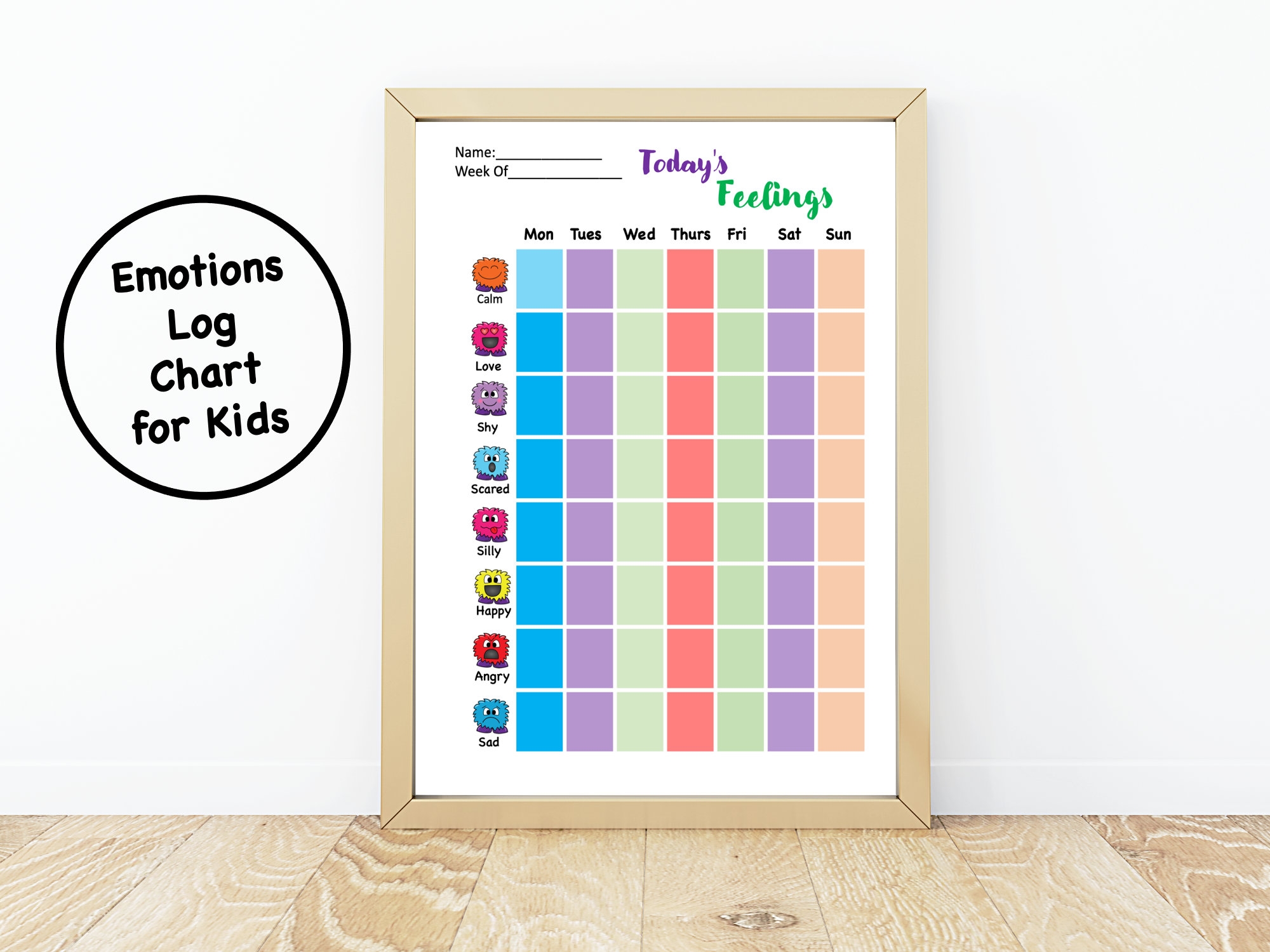 Kids Feelings Log Chart Autism Communication Mood Tracker PDF Etsy