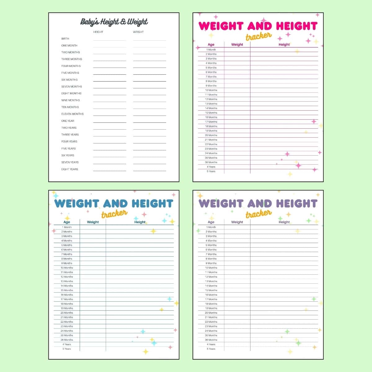 Kids Height And Weight Trackers Free Printables
