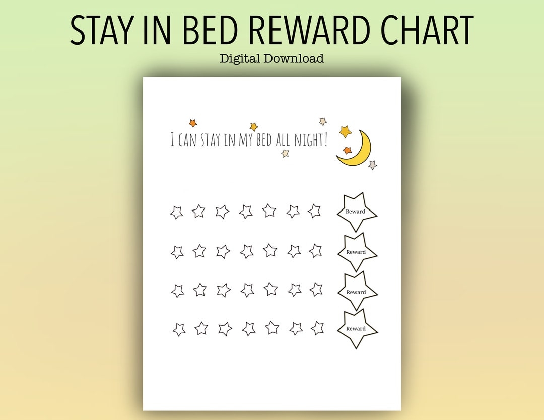 Kids Printable Stay In Bed Reward Chart Night Time Sticker Prize Chart Etsy