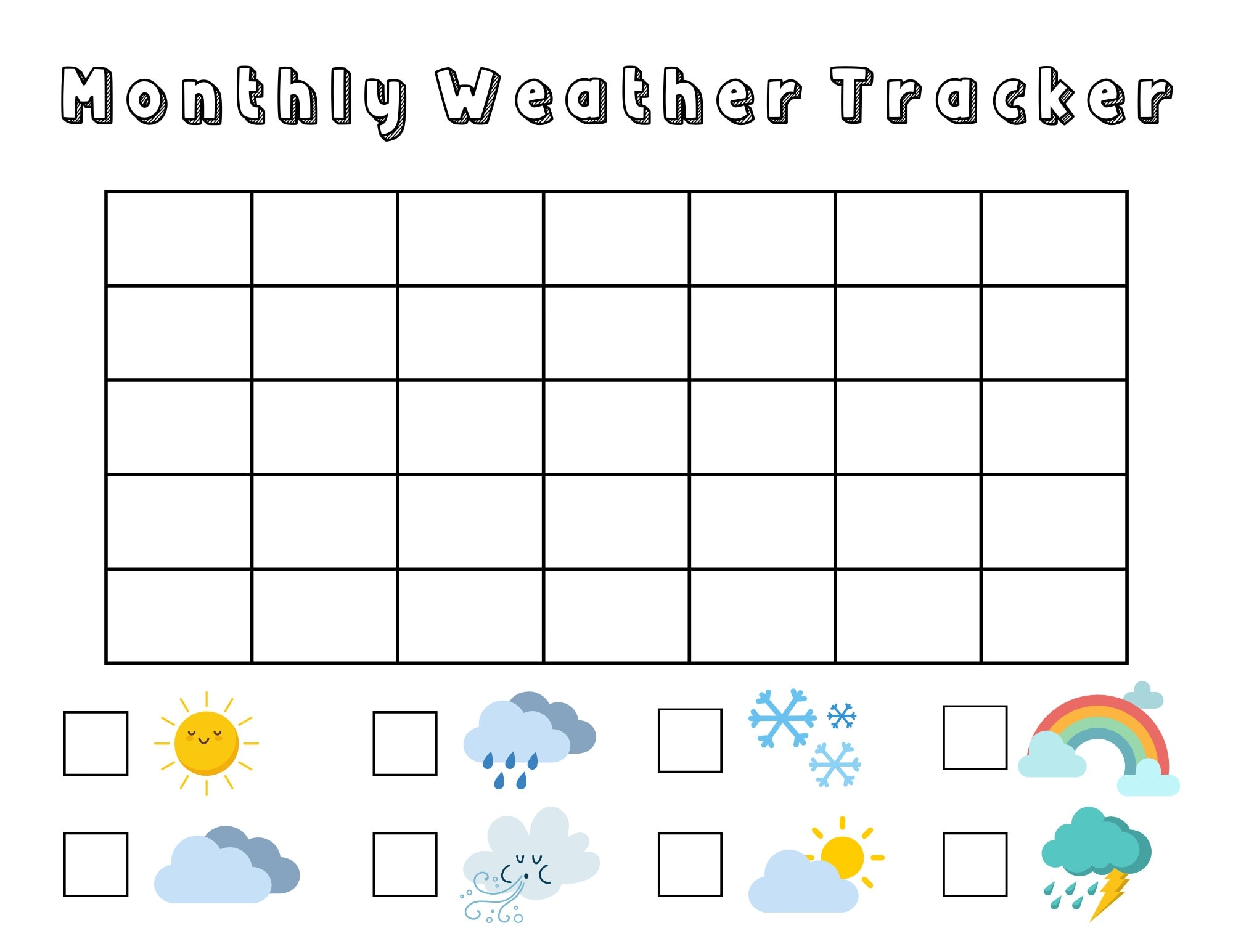 Kids Weather Tracker Printable Monthly Classroom Calendar digital Download Etsy