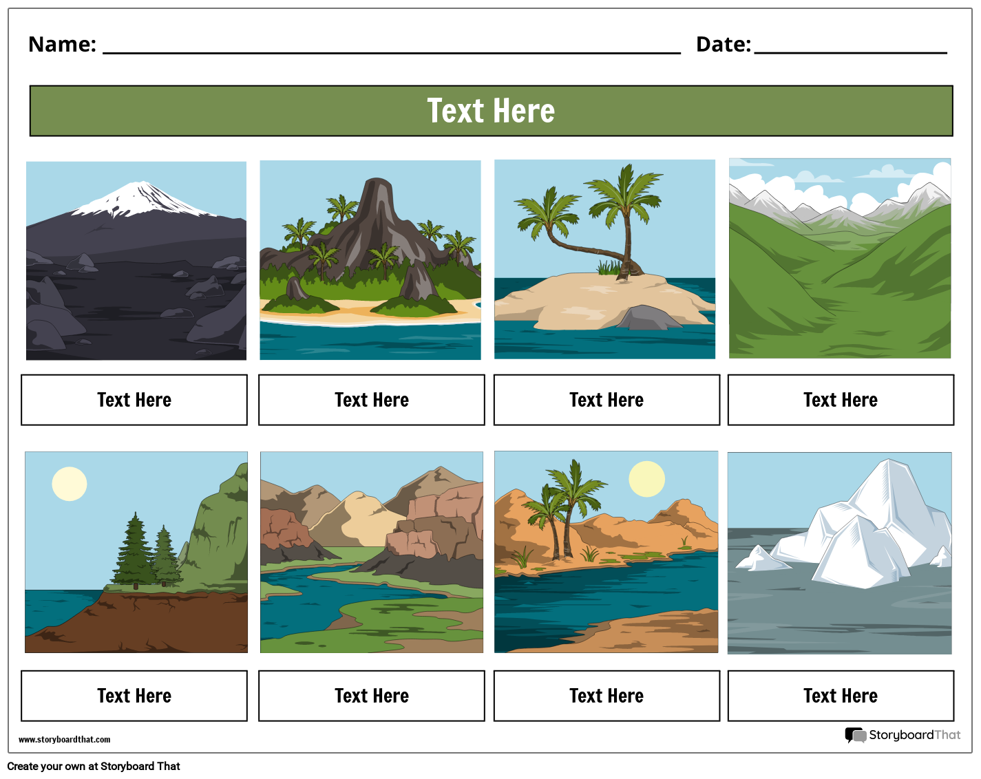 Landforms Worksheets Create With Storyboard That