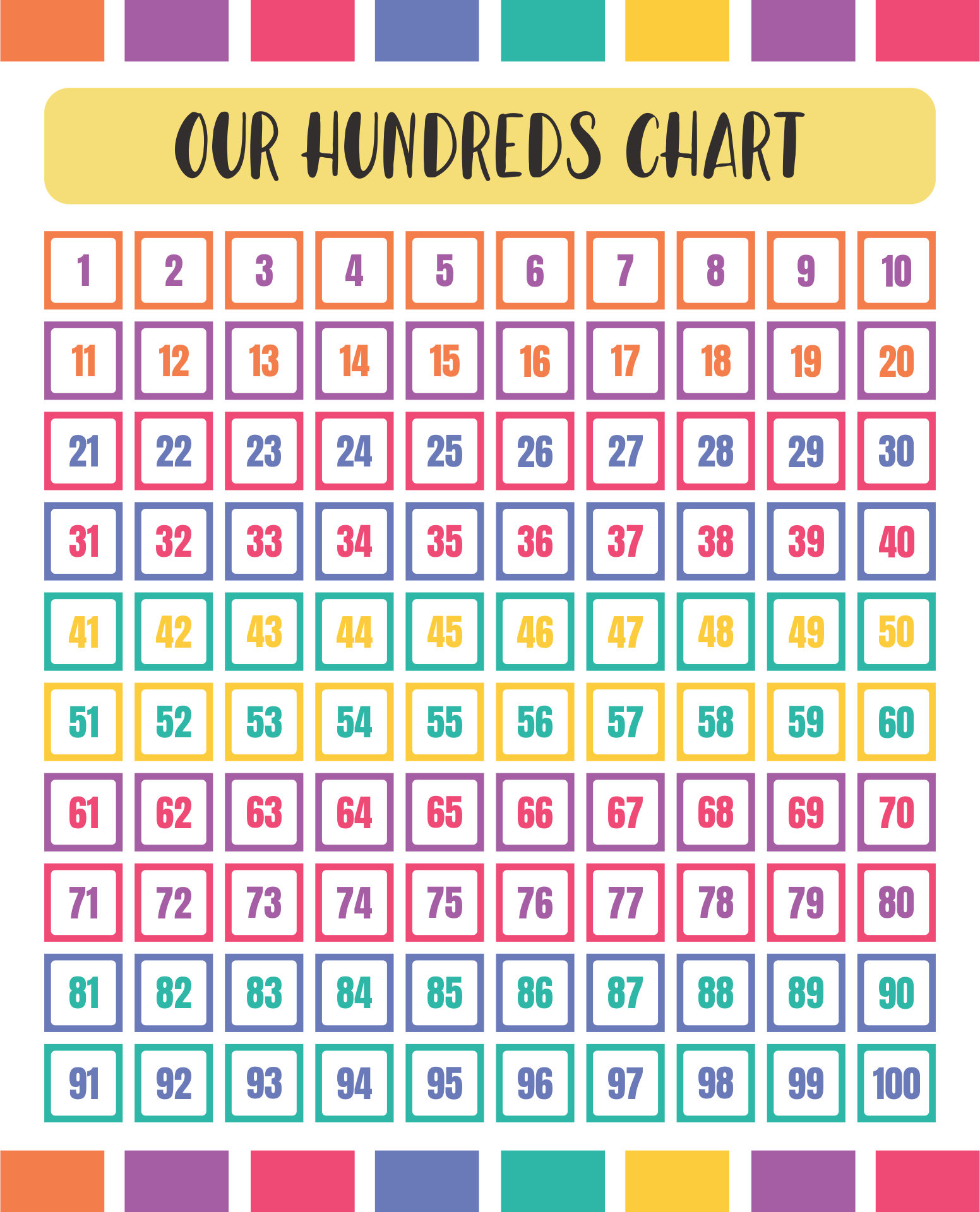 Large 100 Chart 10 Free PDF Printables Printablee
