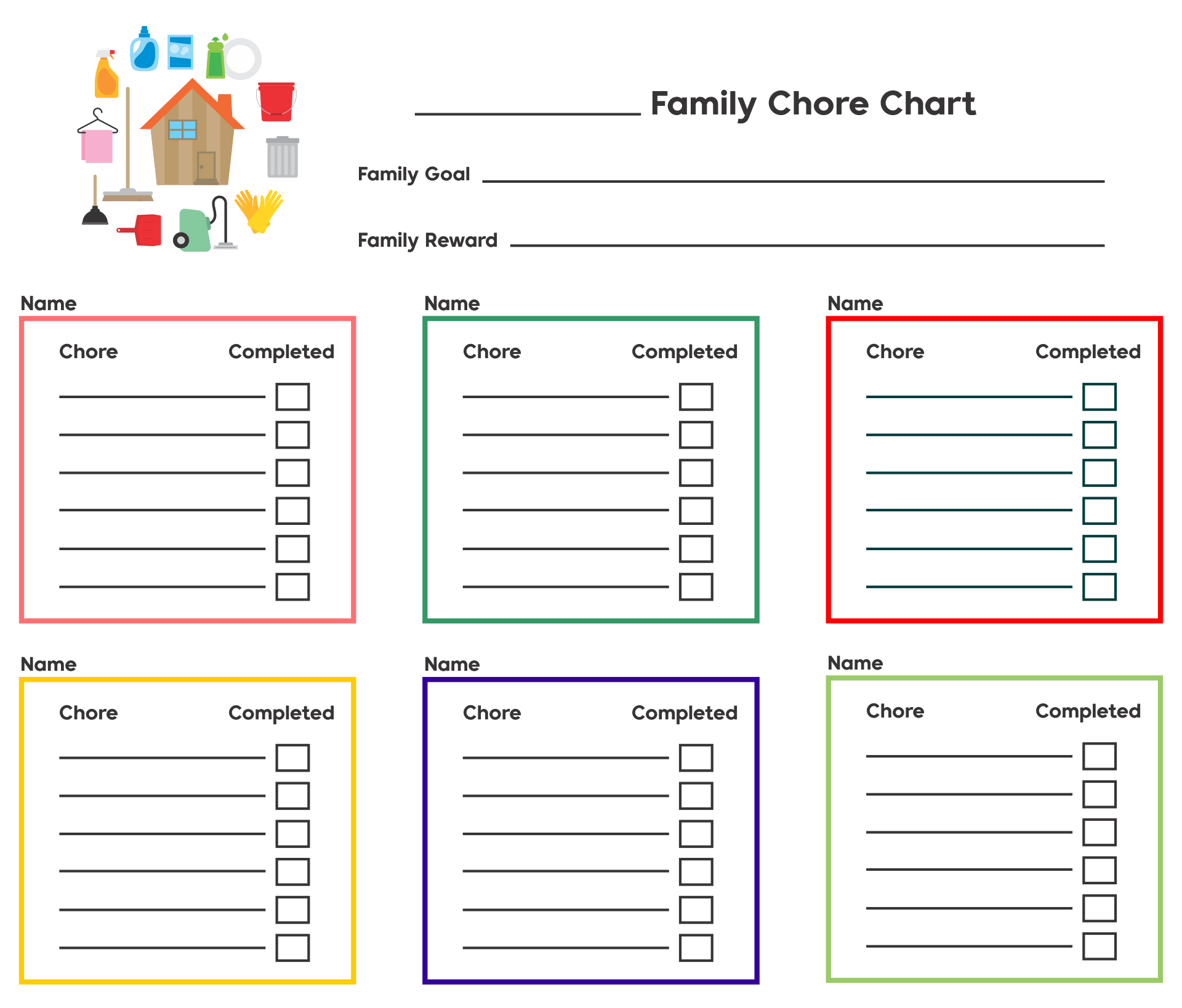Large Family Chore Chart 10 Free PDF Printables Printablee Worksheets Library