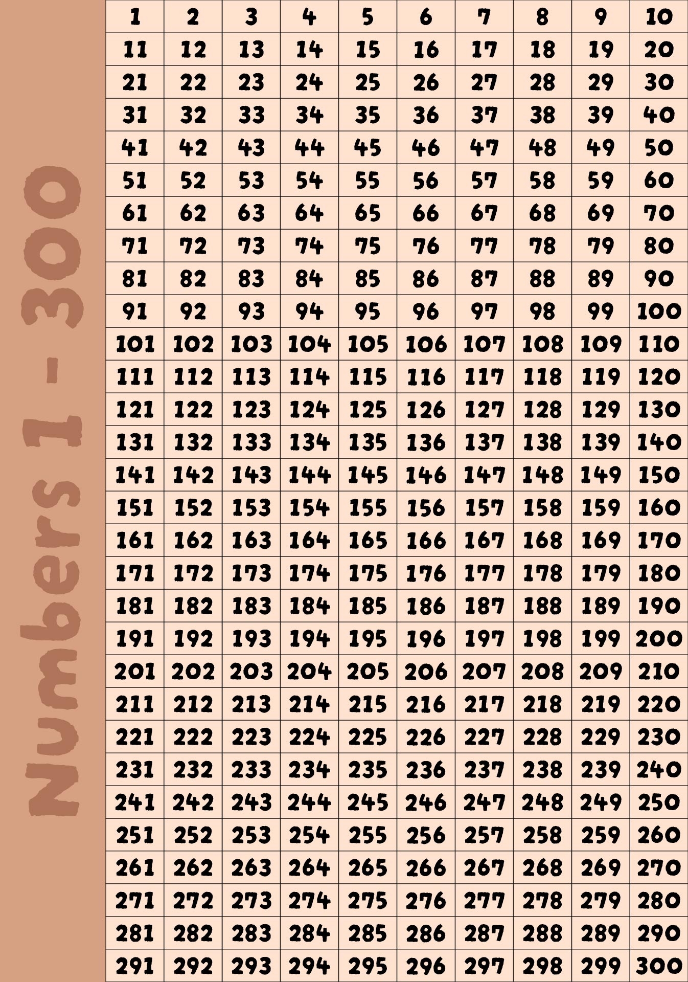Large Numbers 1 300 10 Free PDF Printables Printablee Large Numbers 1 300 10 Free PDF Printables Printablee