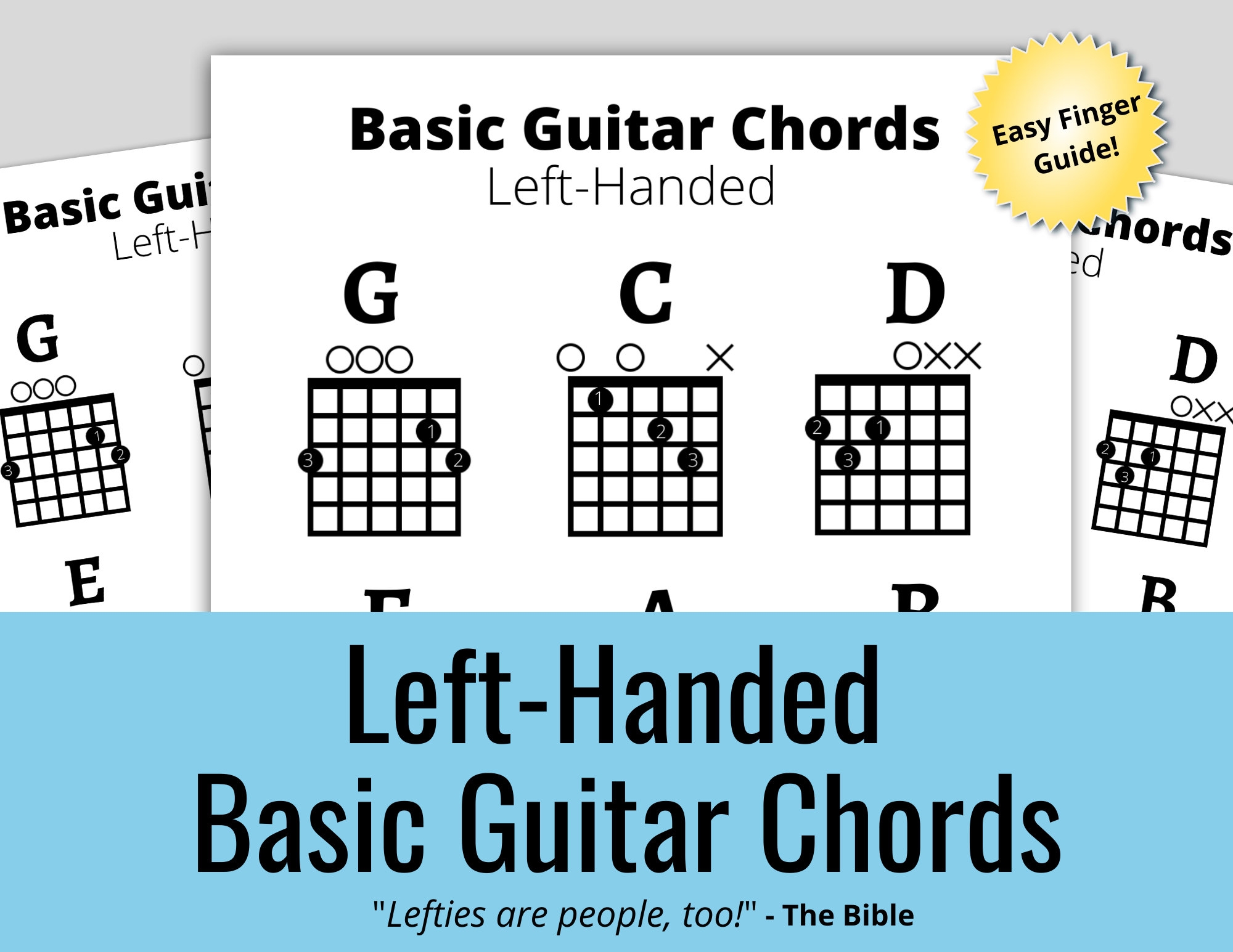 Left Handed Guitar Chords Sheet Beginner Guide instant Download Etsy Norway