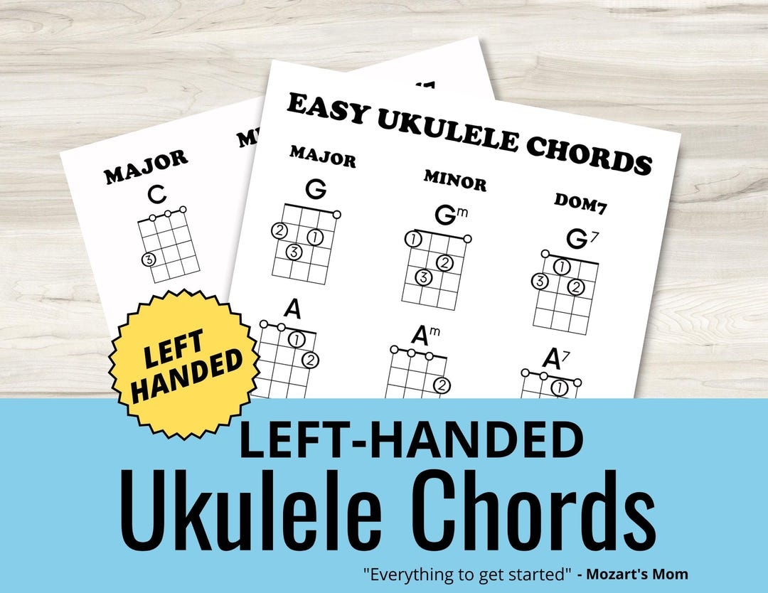 Left Handed Ukulele Chord Chart For Beginners printable PDF Etsy