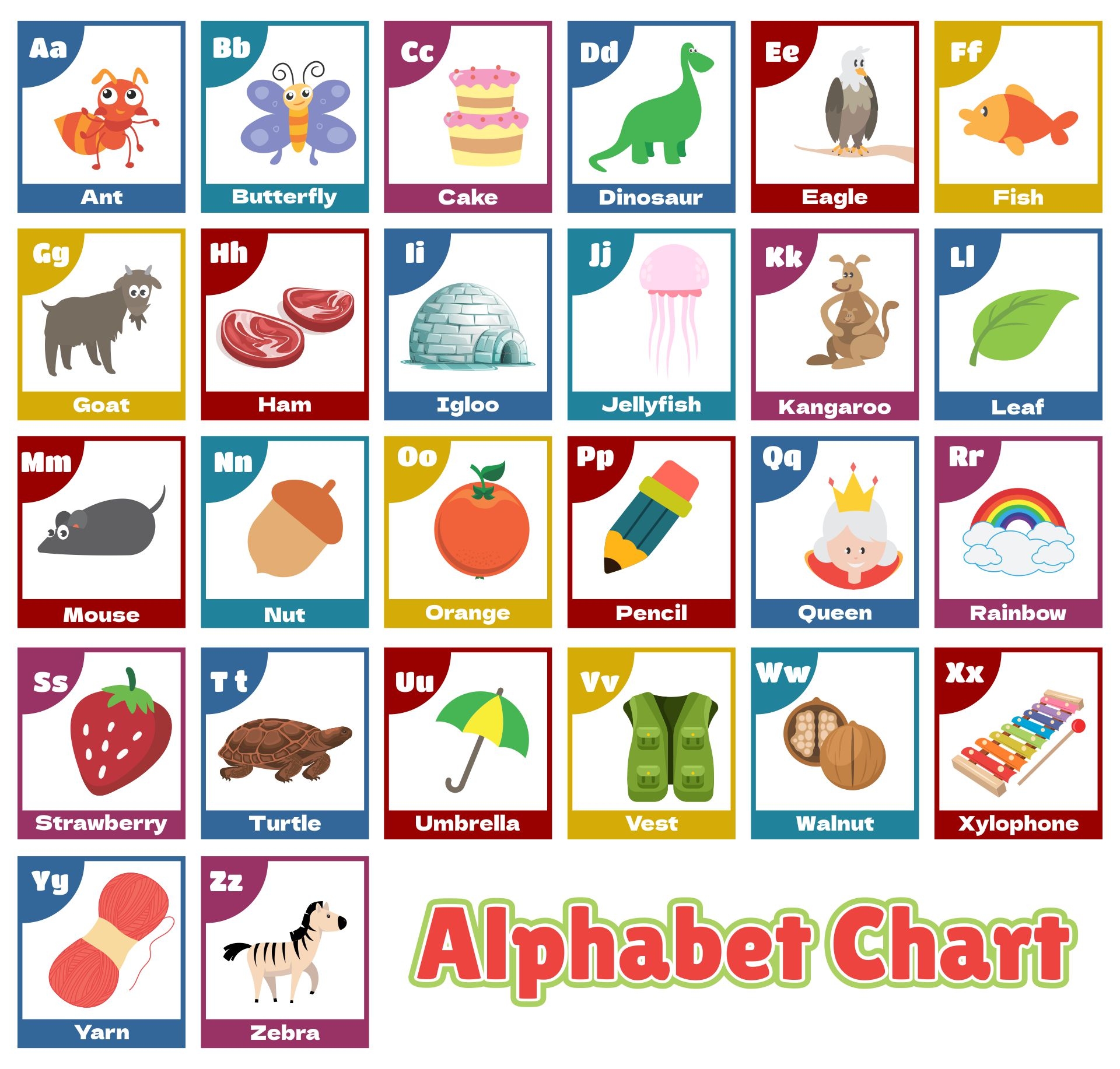 A To Z Words Chart Printable