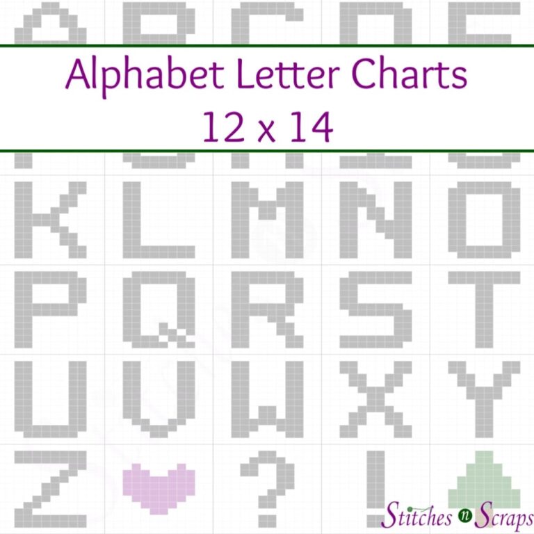 Letter Charts entire Alphabet 12 X 14 Stitches N Scraps