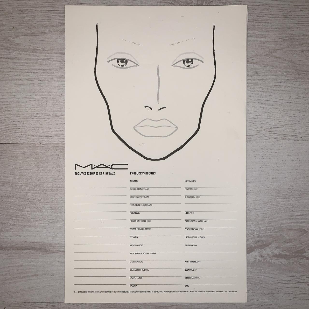 MAC COSMETICS Face Chart Official Paper Perfect For Depop MAC COSMETICS Face Chart Official Paper Perfect For Depop