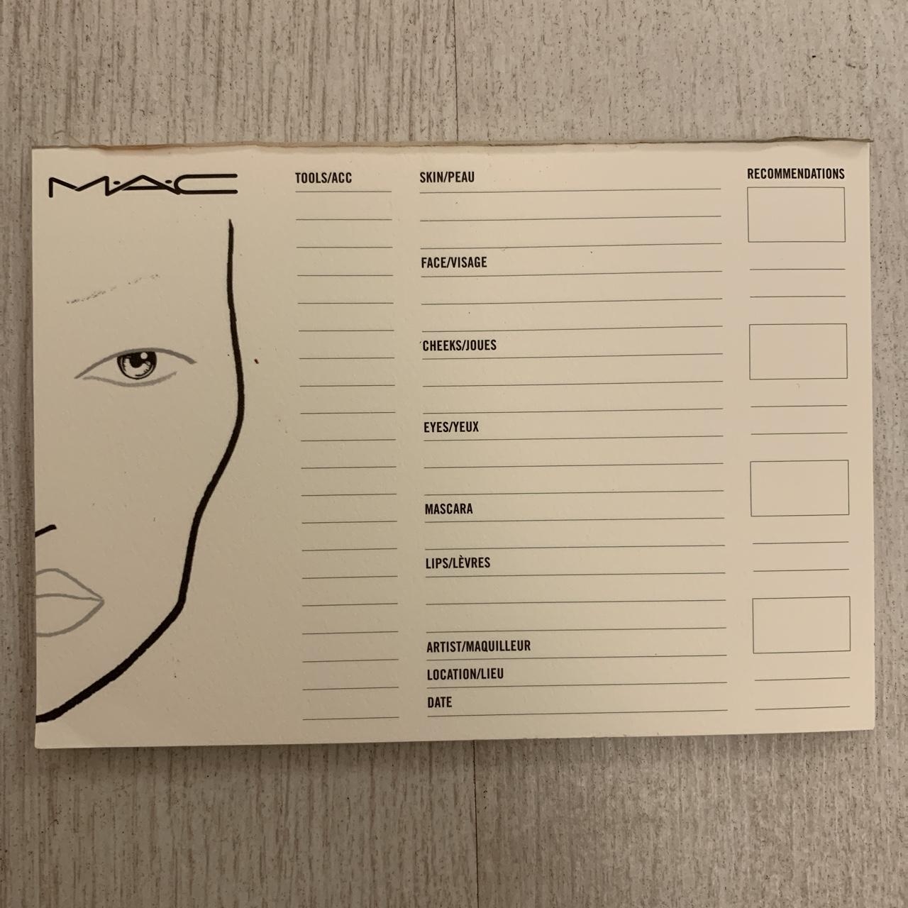 MAC COSMETICS Half Make Up Face Chart Perfect For Depop MAC COSMETICS Half Make Up Face Chart Perfect For Depop