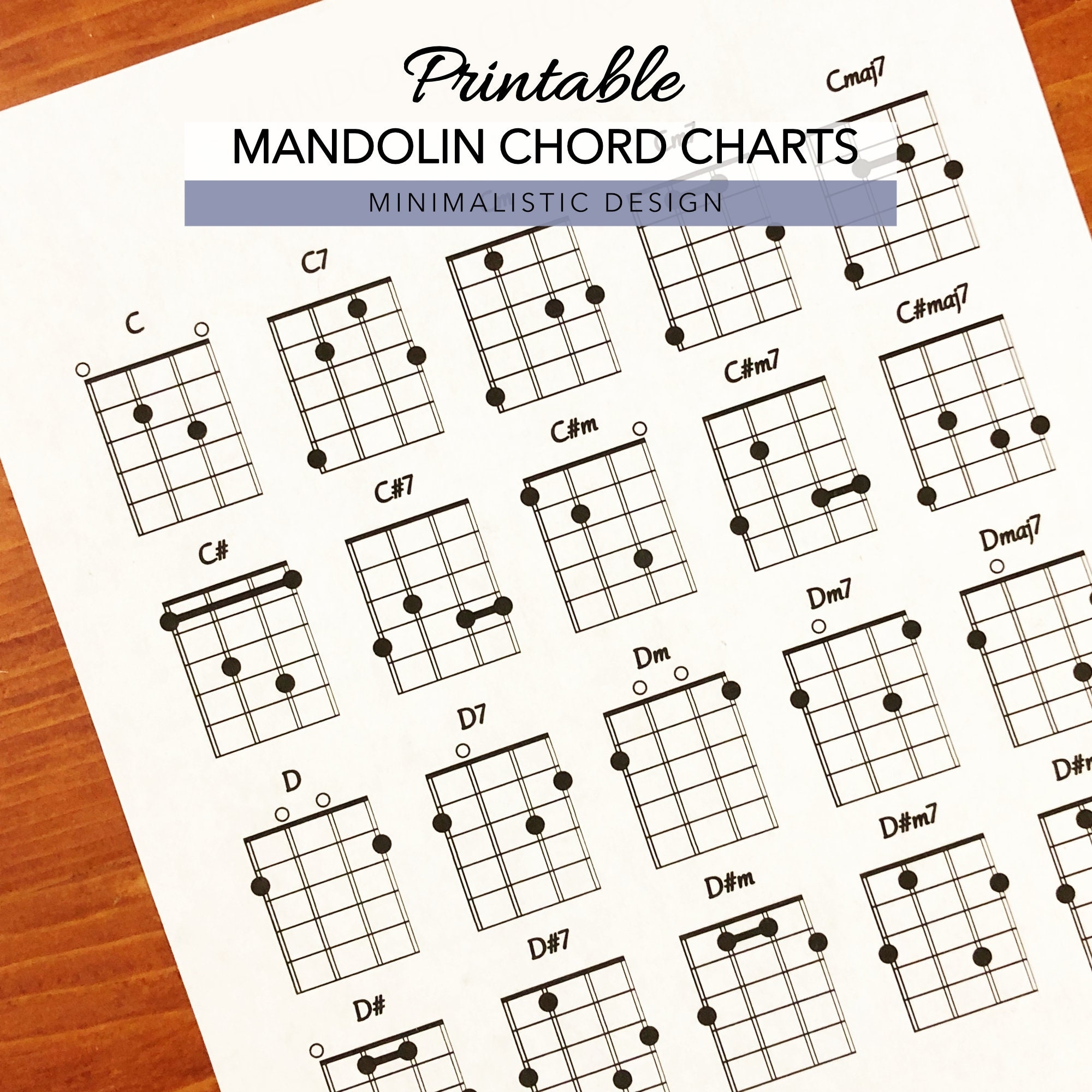 Mandolin Chord Charts Printable PDF Format Letter Size Print At Home Etsy
