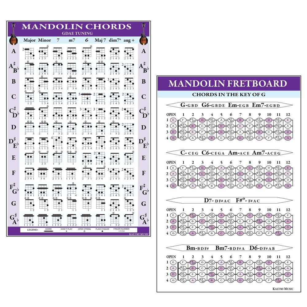 Mandolin Fingering Chart Mandolin Chord Chart Poster Fretboard Notes Diagram For Beginners Beginner Mandolin Chords