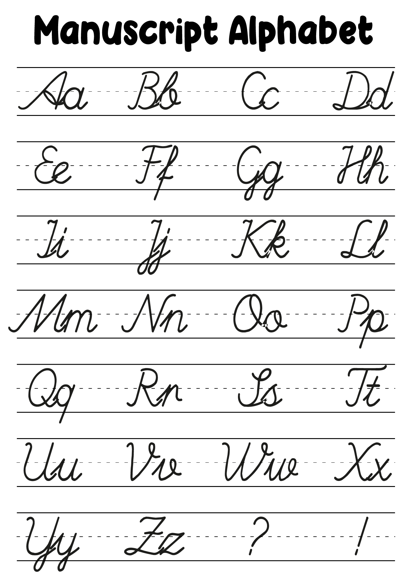 Manuscript Alphabet Chart Printable
