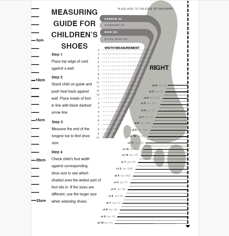Printable Shoe Size Chart Women